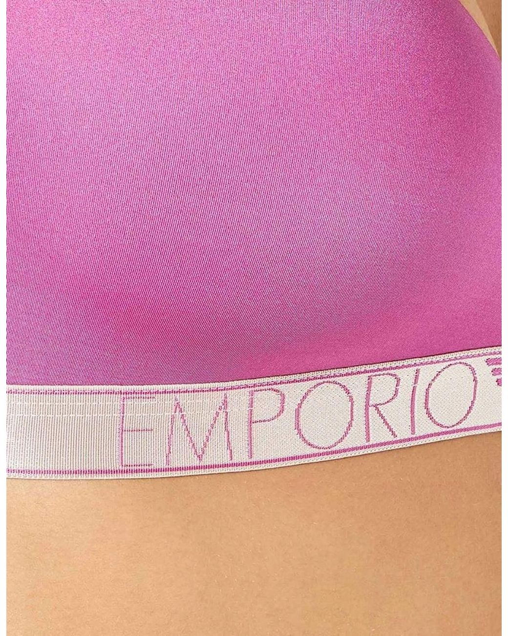 Emporio Armani Purple Iconic Microfiber Padded Triangle Bra, Azalea