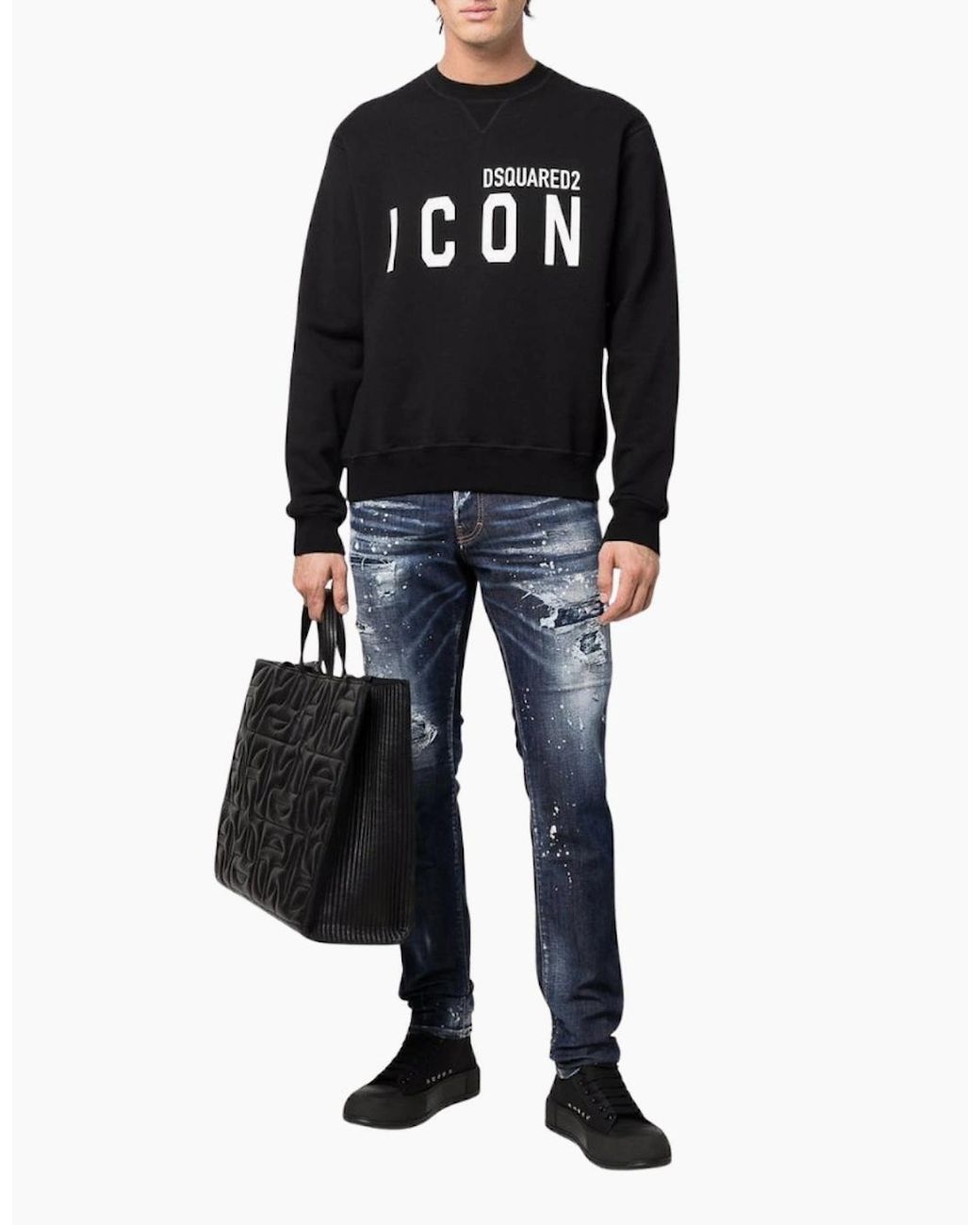DSquared² Black Sweatshirt Large Icon Cool Logo for men
