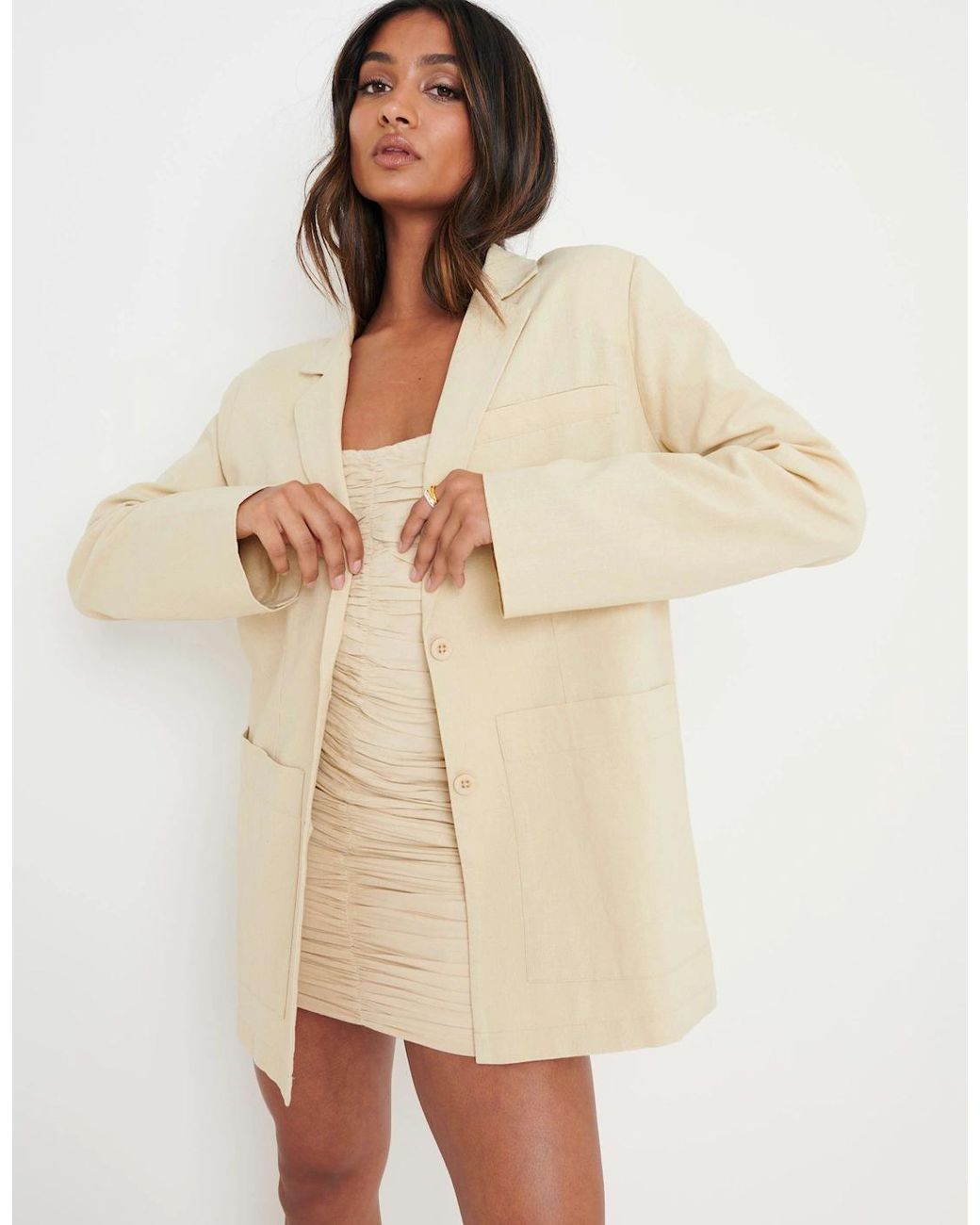 Pretty Lavish Natural Dylan Dad Linen Blazer