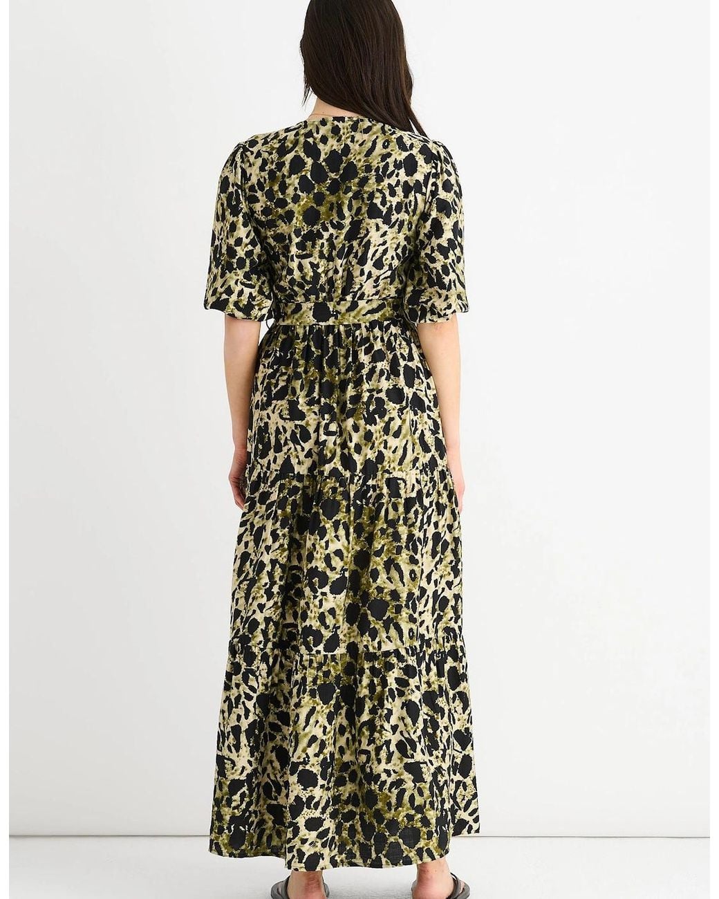 Gini London Green Animal Print Wrap Skater Maxi Dress