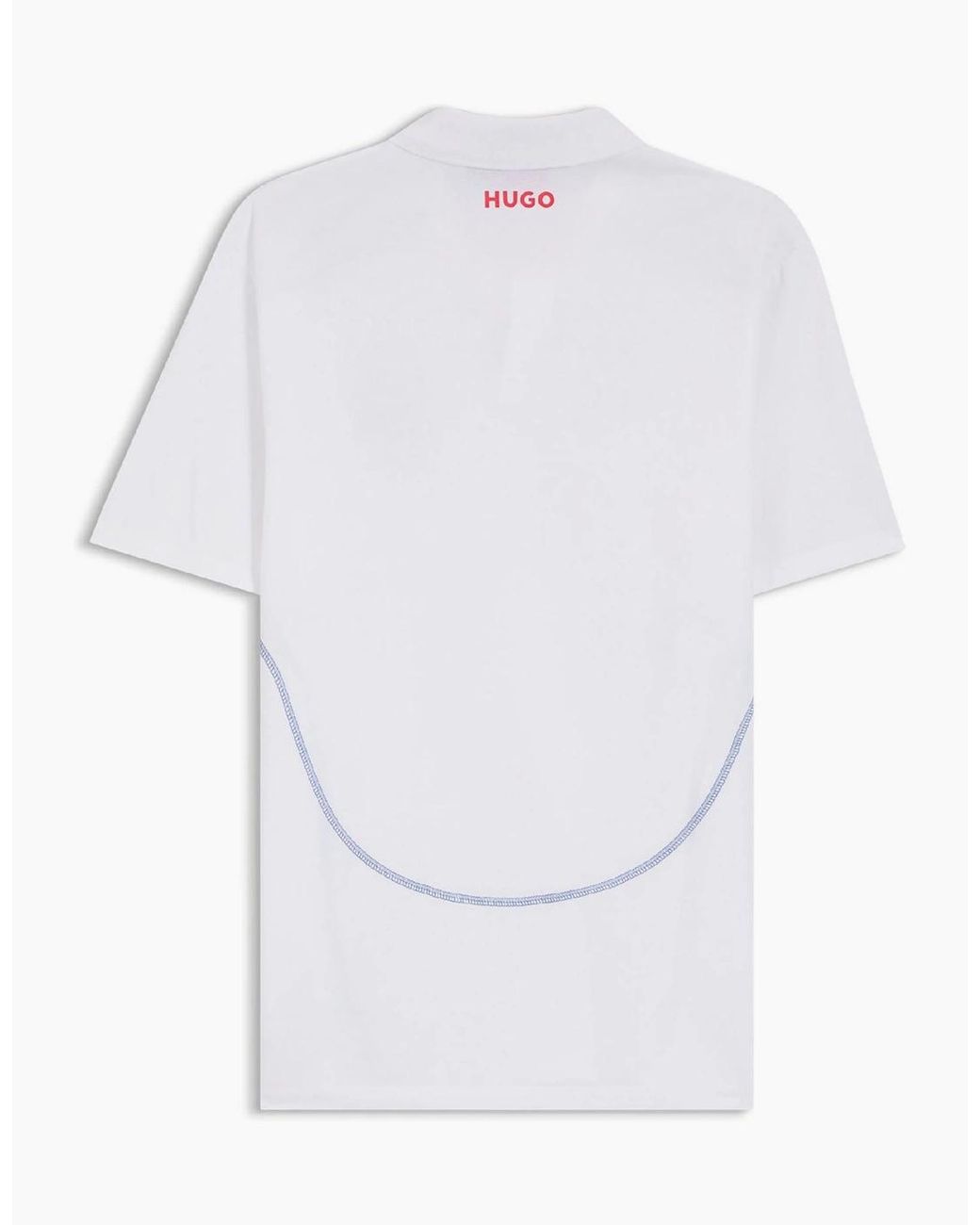 Boss White Regular Fit Collared Neck Short Sleeve Logo Print Shirt for men