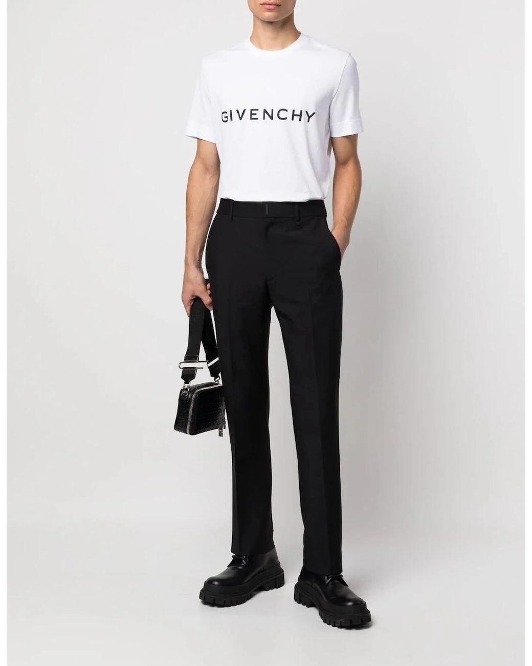 Givenchy White Archetype Logo Print Oversized T-Shirt for men