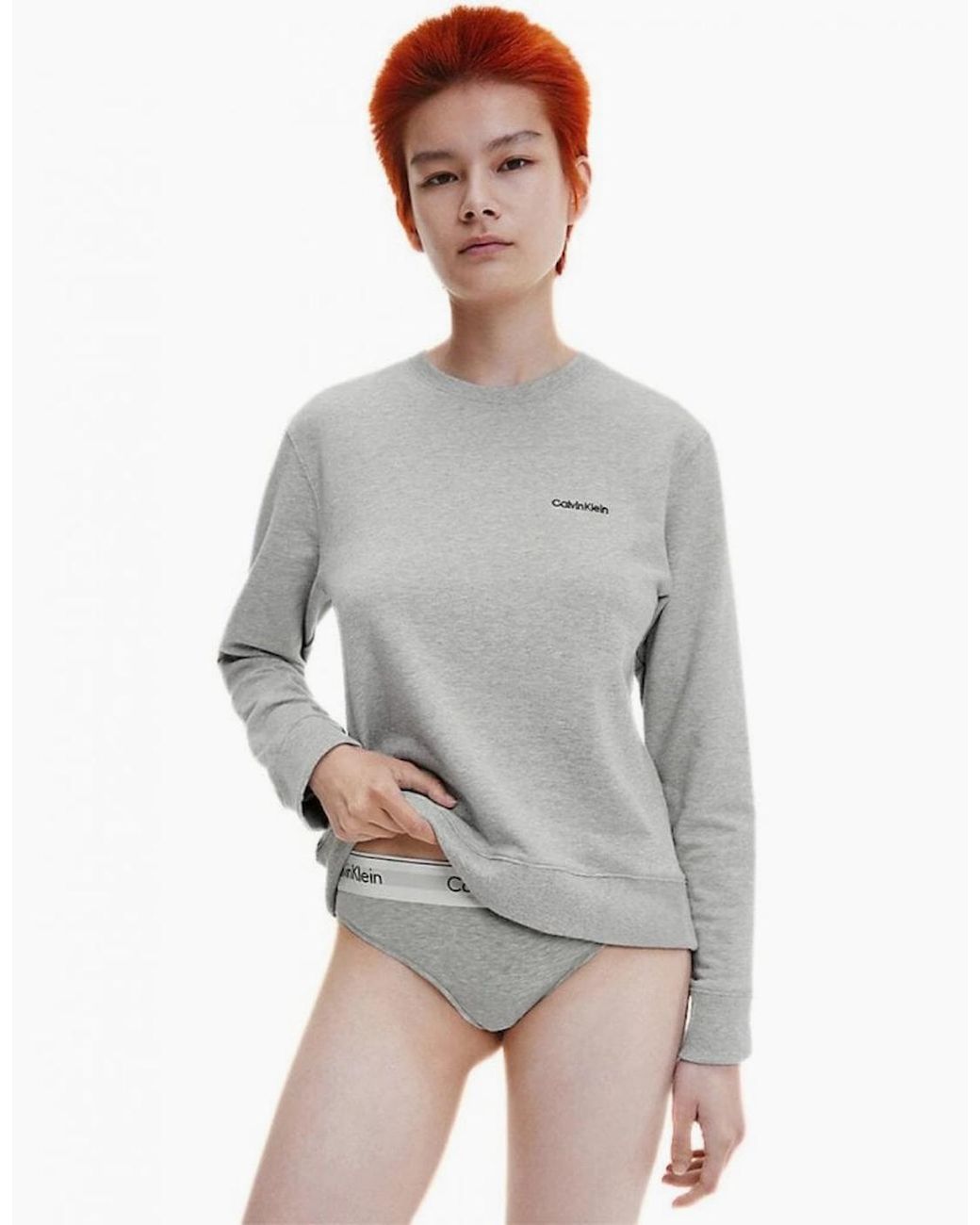 Calvin Klein Gray Modern Cotton Lounge Sweatshirt, Heather