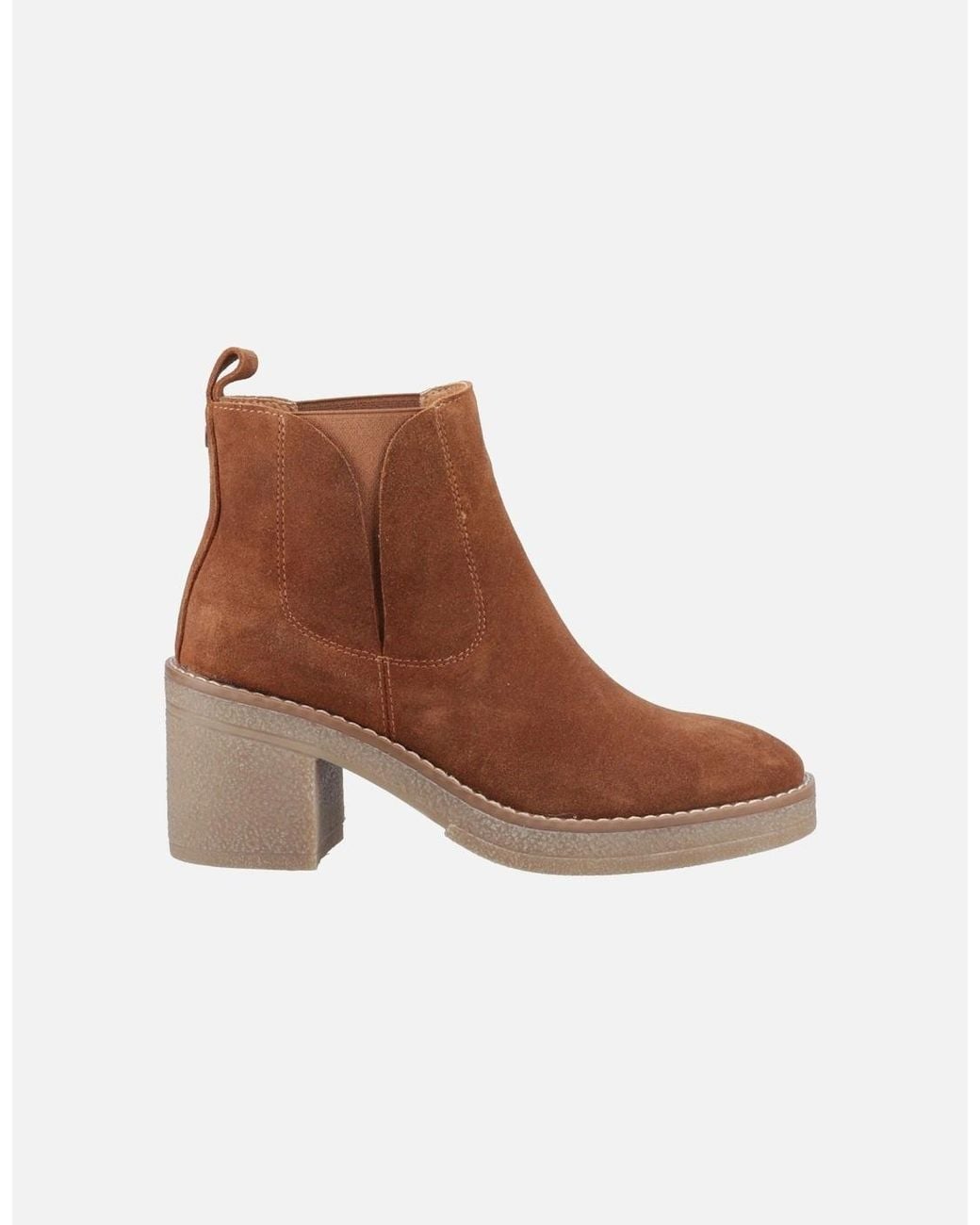 Hush Puppies Brown Felicia Suede Tan Heeled Chelsea Boots