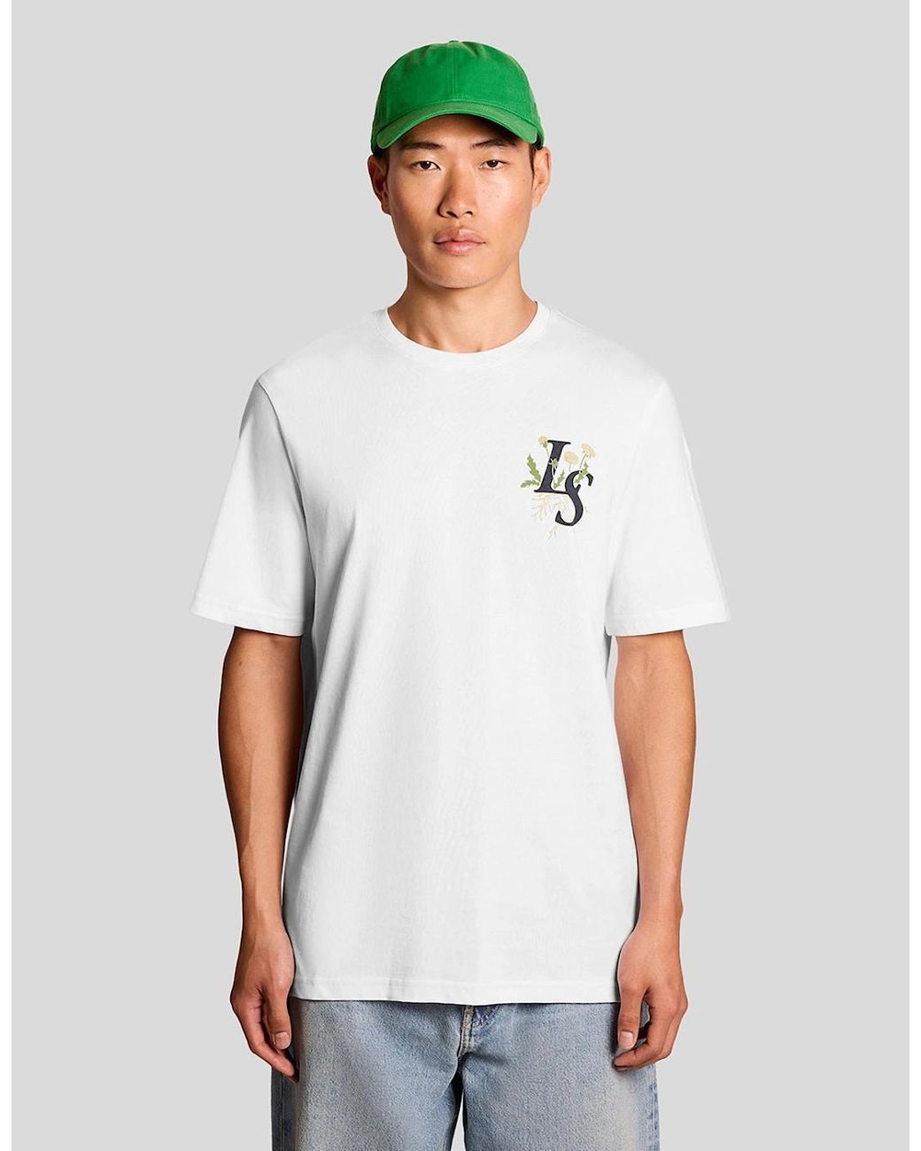 Lyle & Scott White Botanical Graphic T-Shirt for men