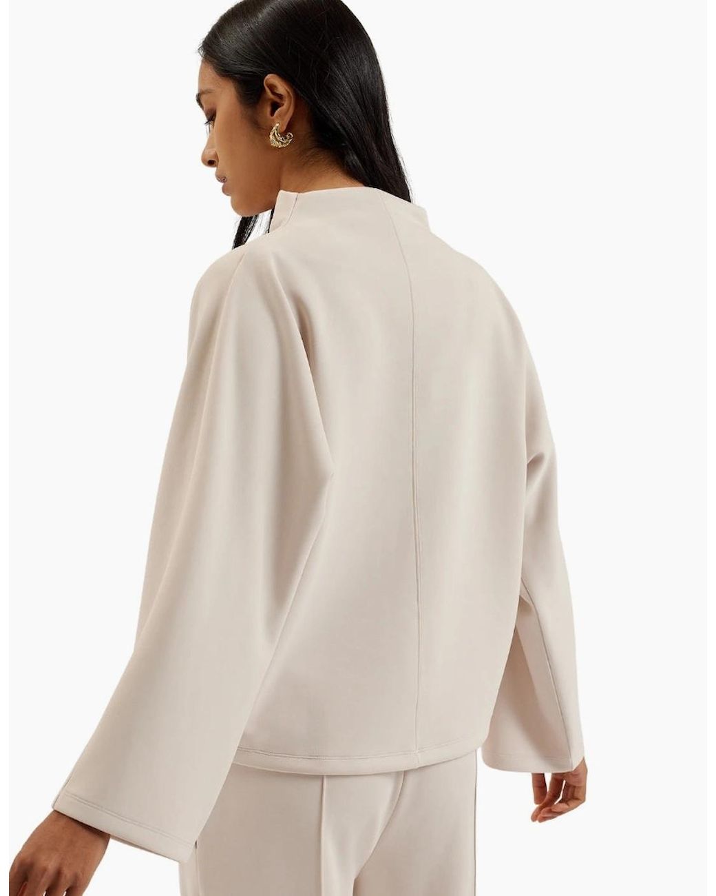 Ted Baker Natural Kenseyy Cupro Funnel Neck Sweat Ivory Jumper