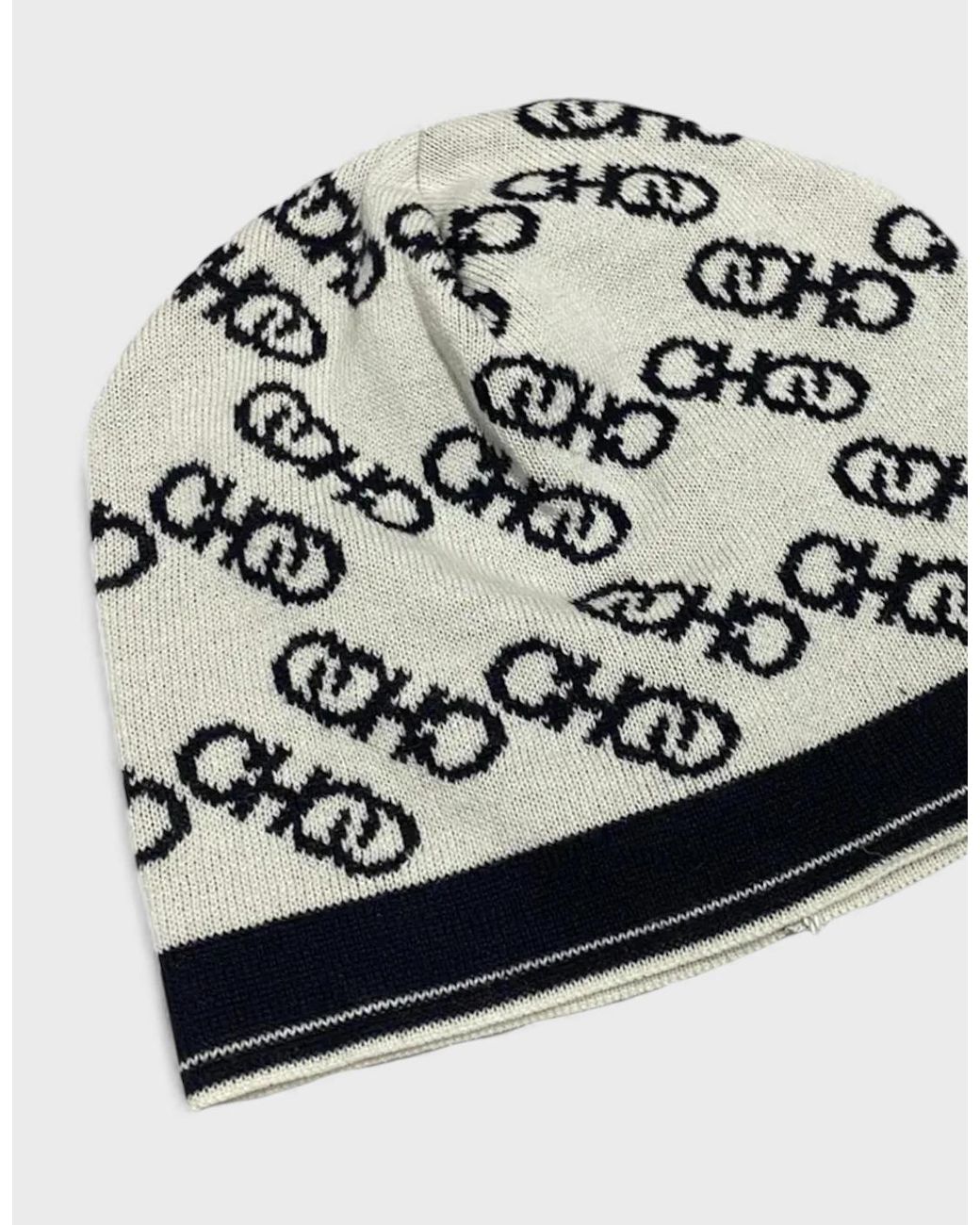 Jimmy Choo Blue Logo Wool Blend Beanie