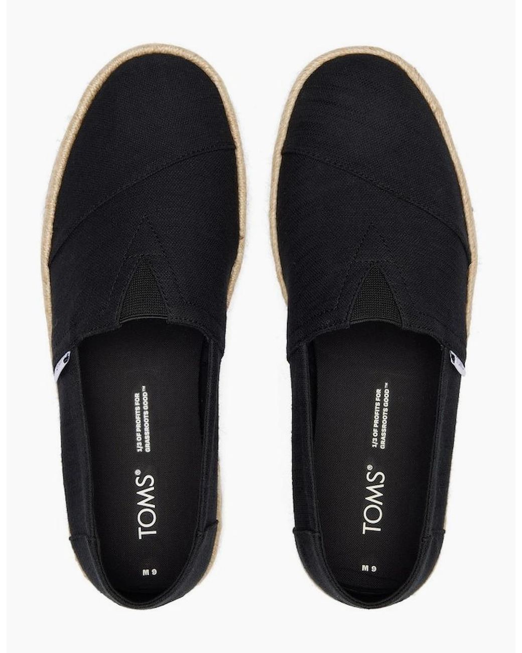 TOMS Black Alpargata Rope 2.0 Slip On Shoes for men