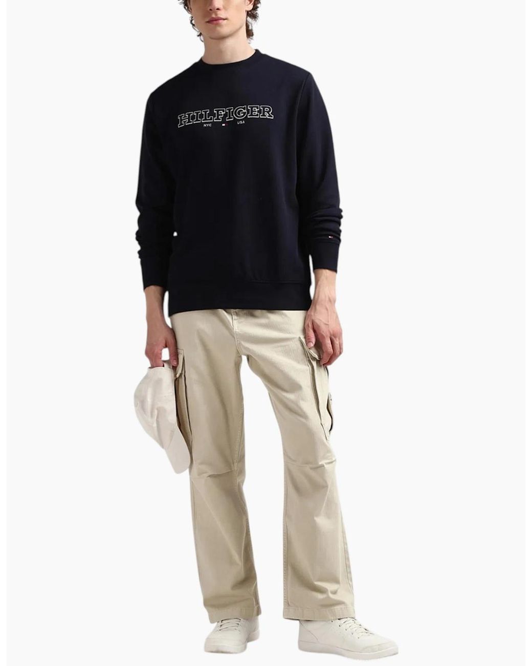 Tommy Hilfiger Blue Sweatshirt Casual Cotton Pullover New Crew Neck Sweatshirt for men