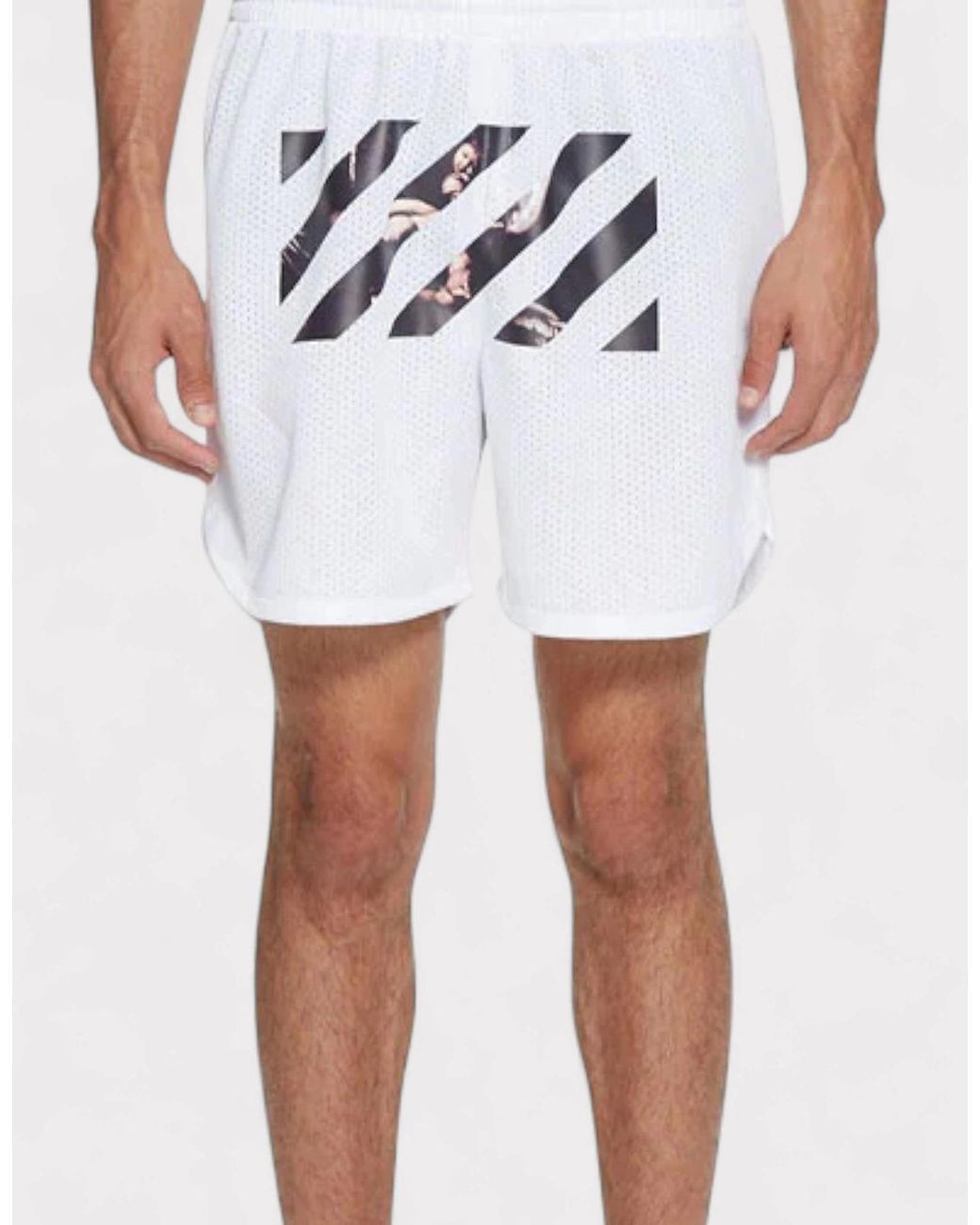 Off-White c/o Virgil Abloh White Caravaggio Diag Stripe Shorts for men