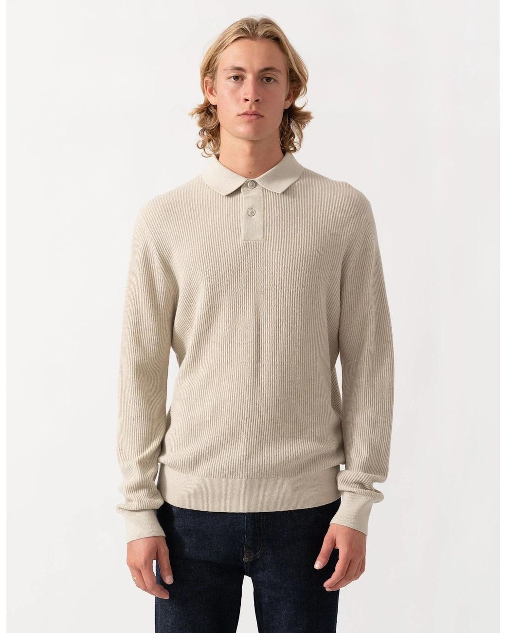 Boss Natural Boss Afedro Long Sleeve Knit Polo Shirt for men
