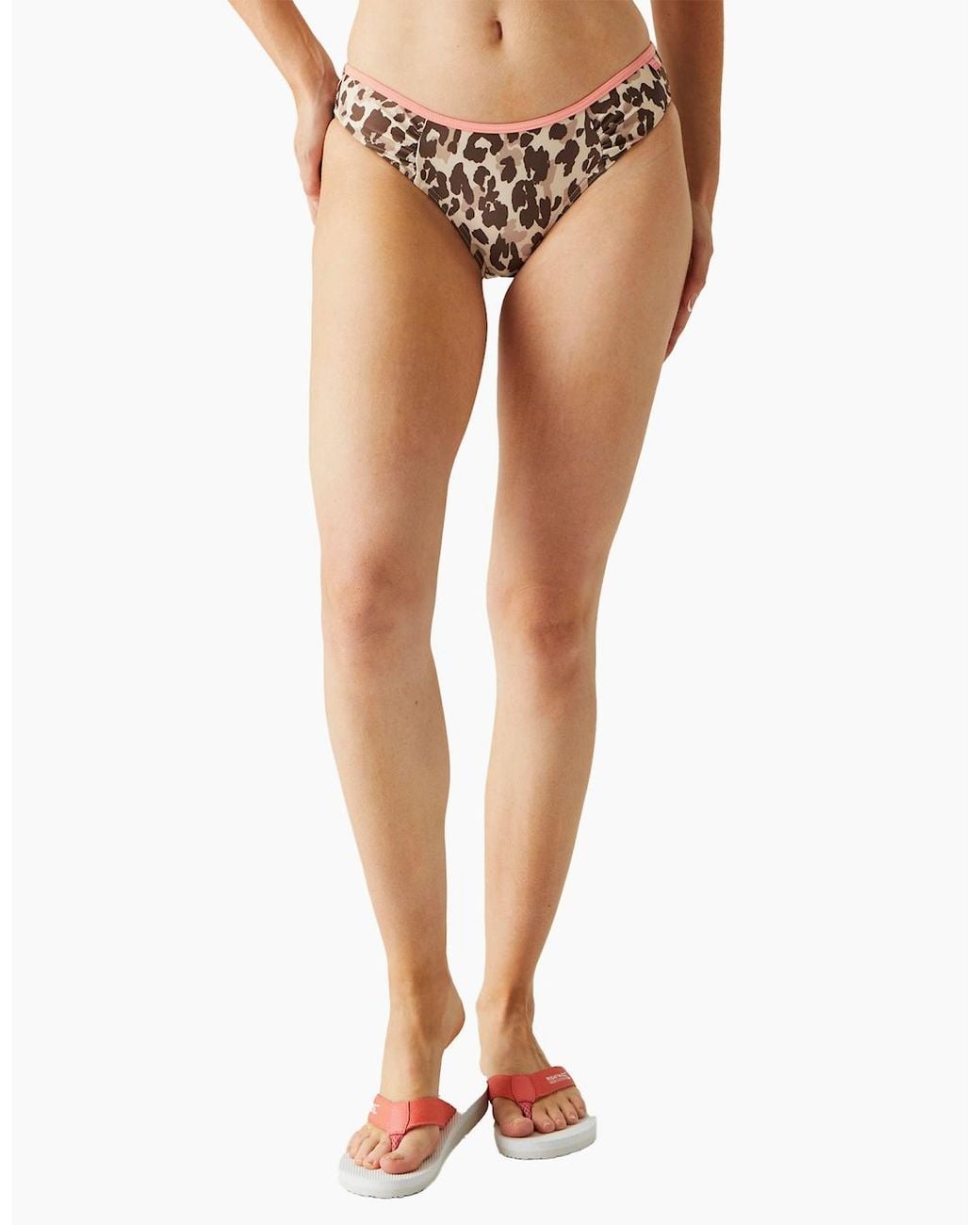 Regatta White Ladies Aceana Leopard Print Bikini Bottoms