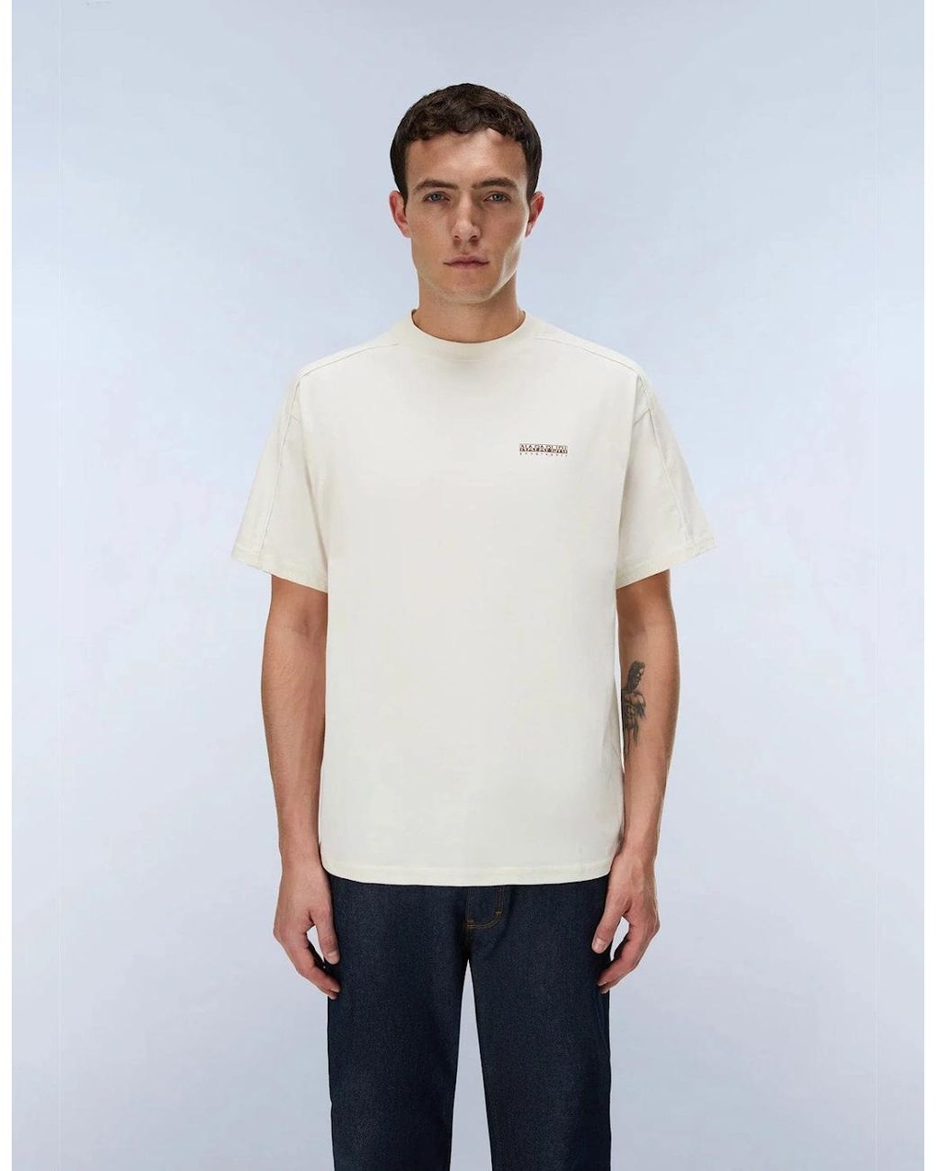 Napapijri White S-Teza Puff Print T-Shirt for men