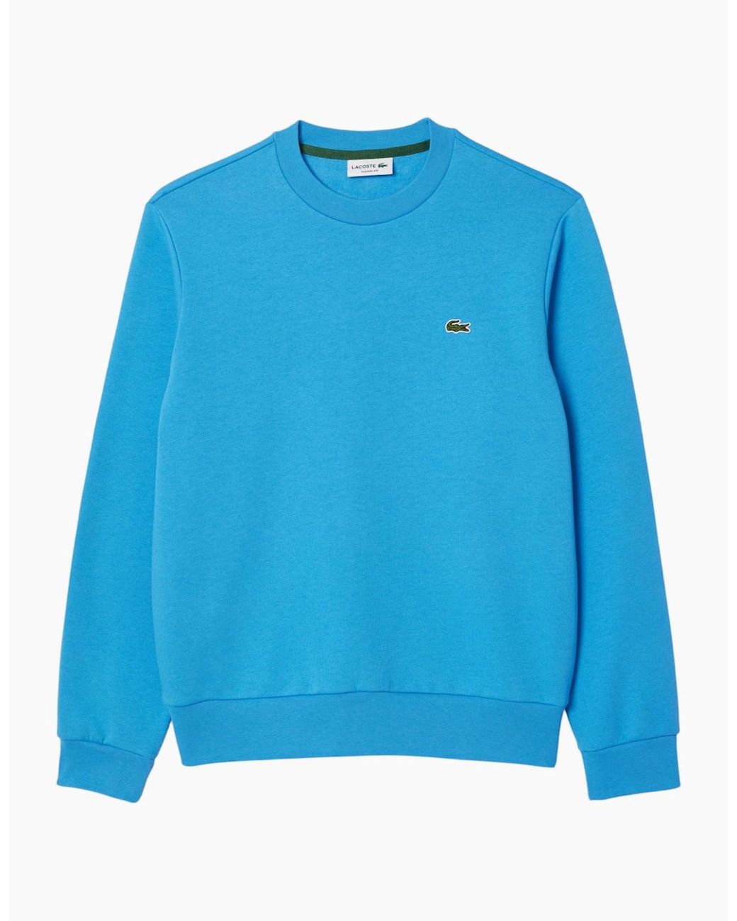 Lacoste Blue Fleece Crew Neck Sweatshirt Knitted Jumper Long Sleeve Sweat Tops for men