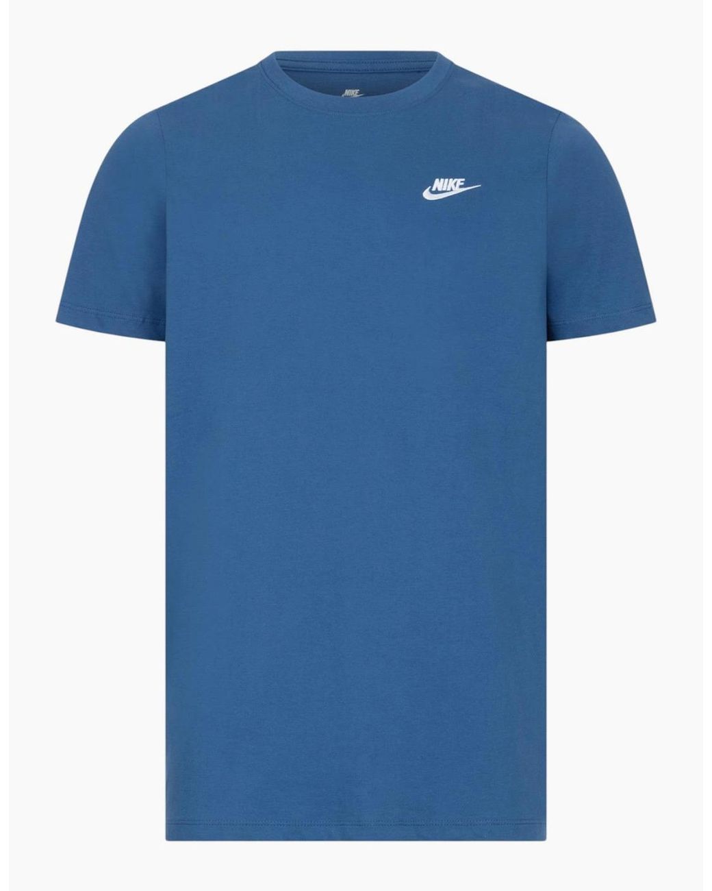 Nike Blue Core T Shirts Sportswear Club Swoosh Embroidered Futura Logo Tee for men