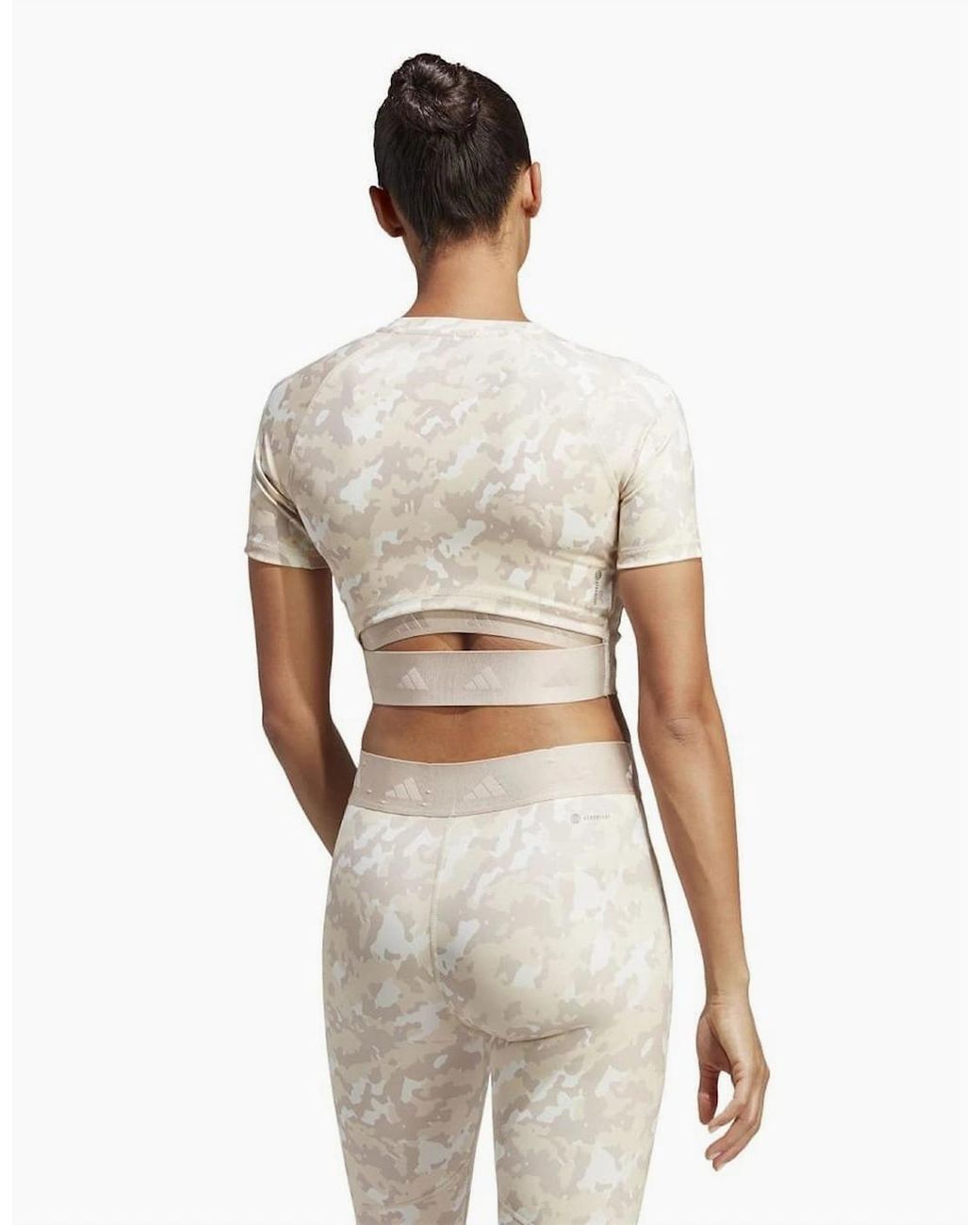 Adidas White Techfit Camo Print Training T-Shirt
