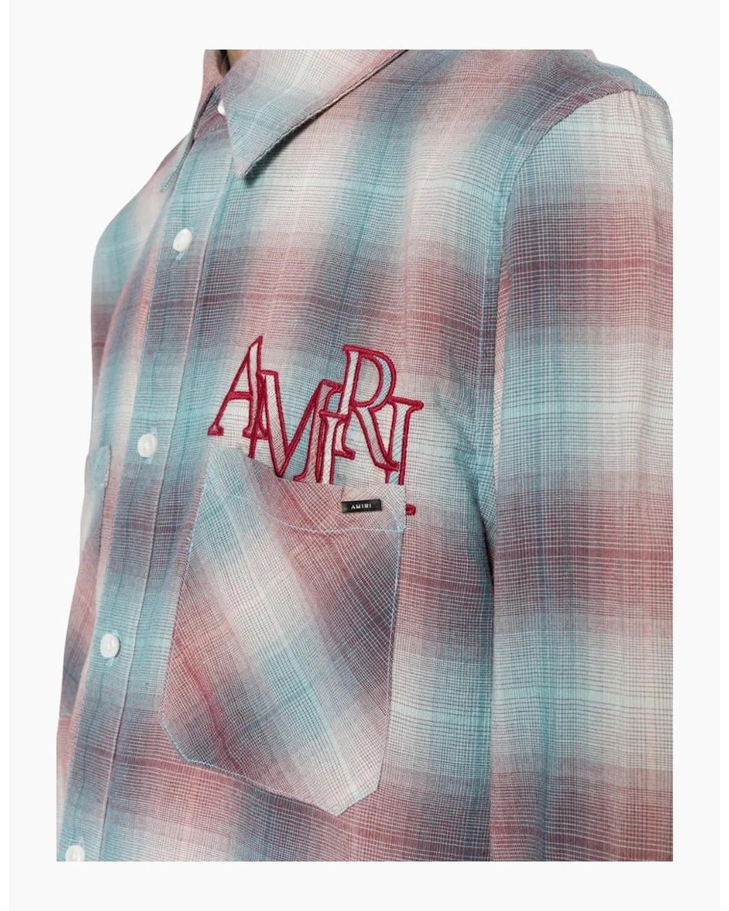Amiri Blue Staggered Plaid Flannel for men