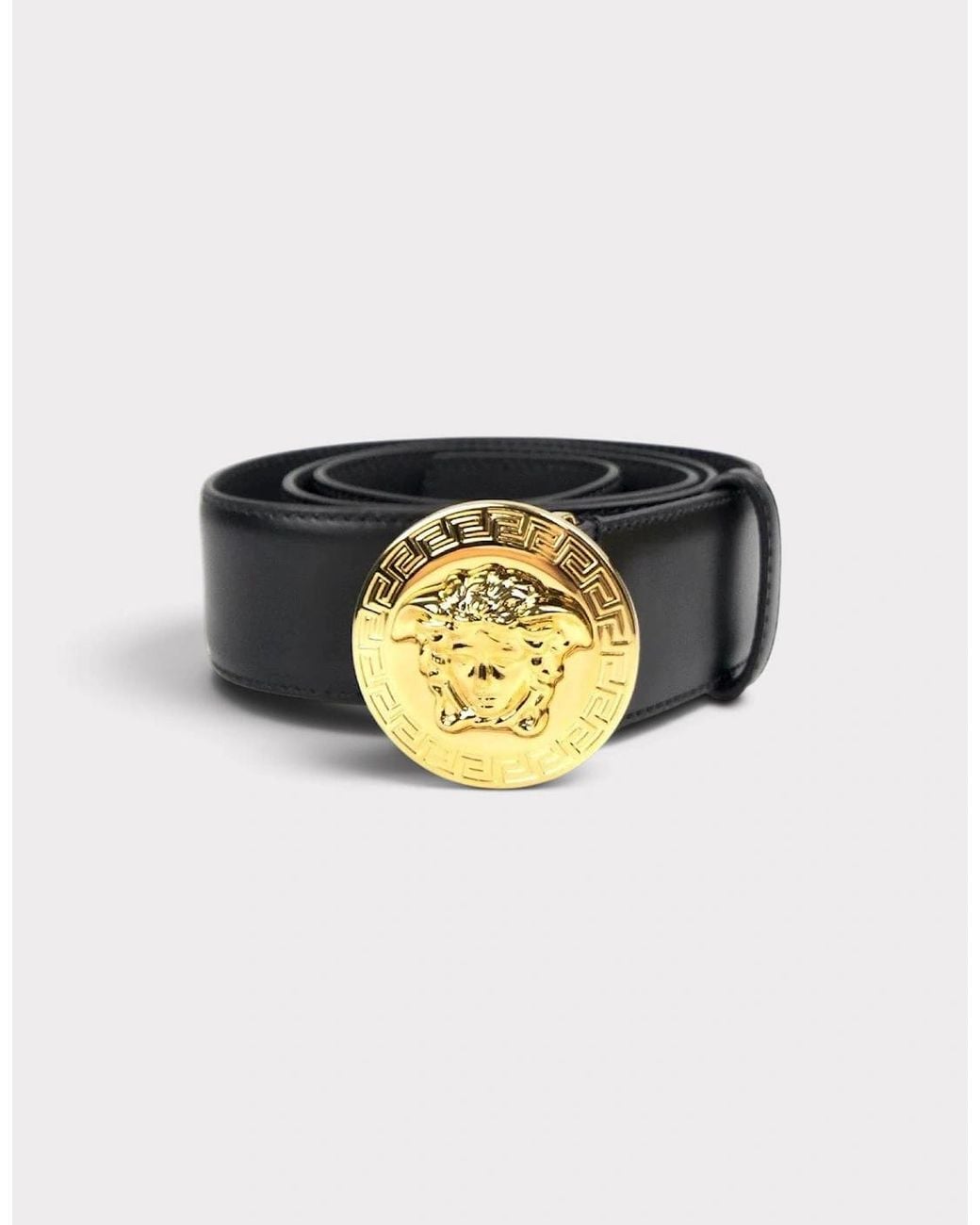Versace Black Round Medusa Head Belt