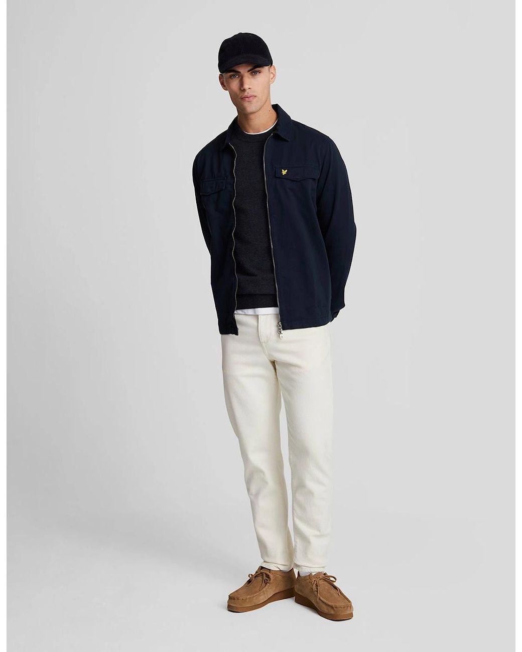 Lyle & Scott Blue Lambswool Blend Crew Neck Jumper for men