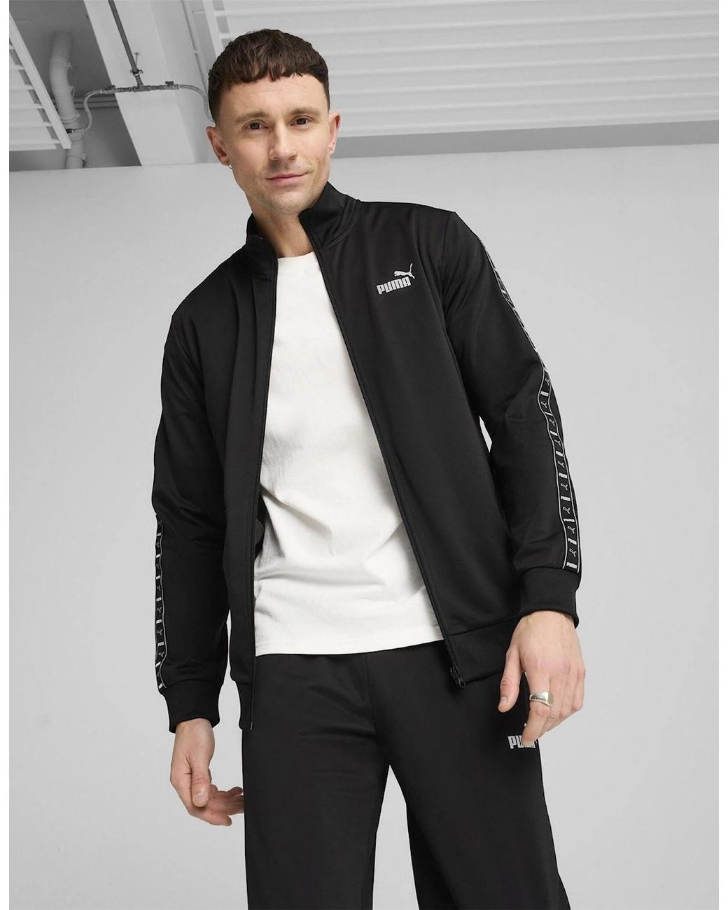 PUMA Black Poly Tape Suit Full Tracksuit for men