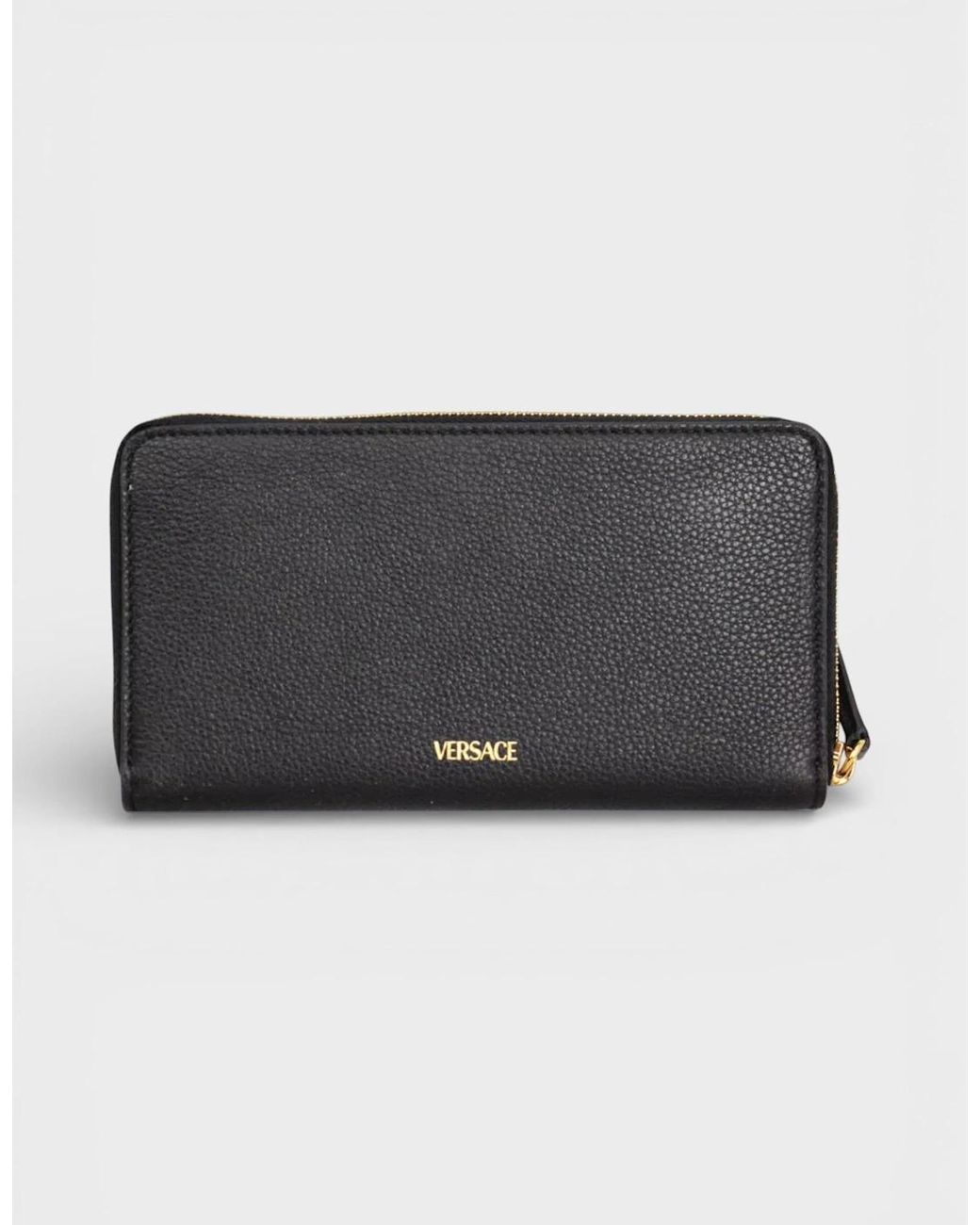 Versace Blue Virtus Leather Long Wallet