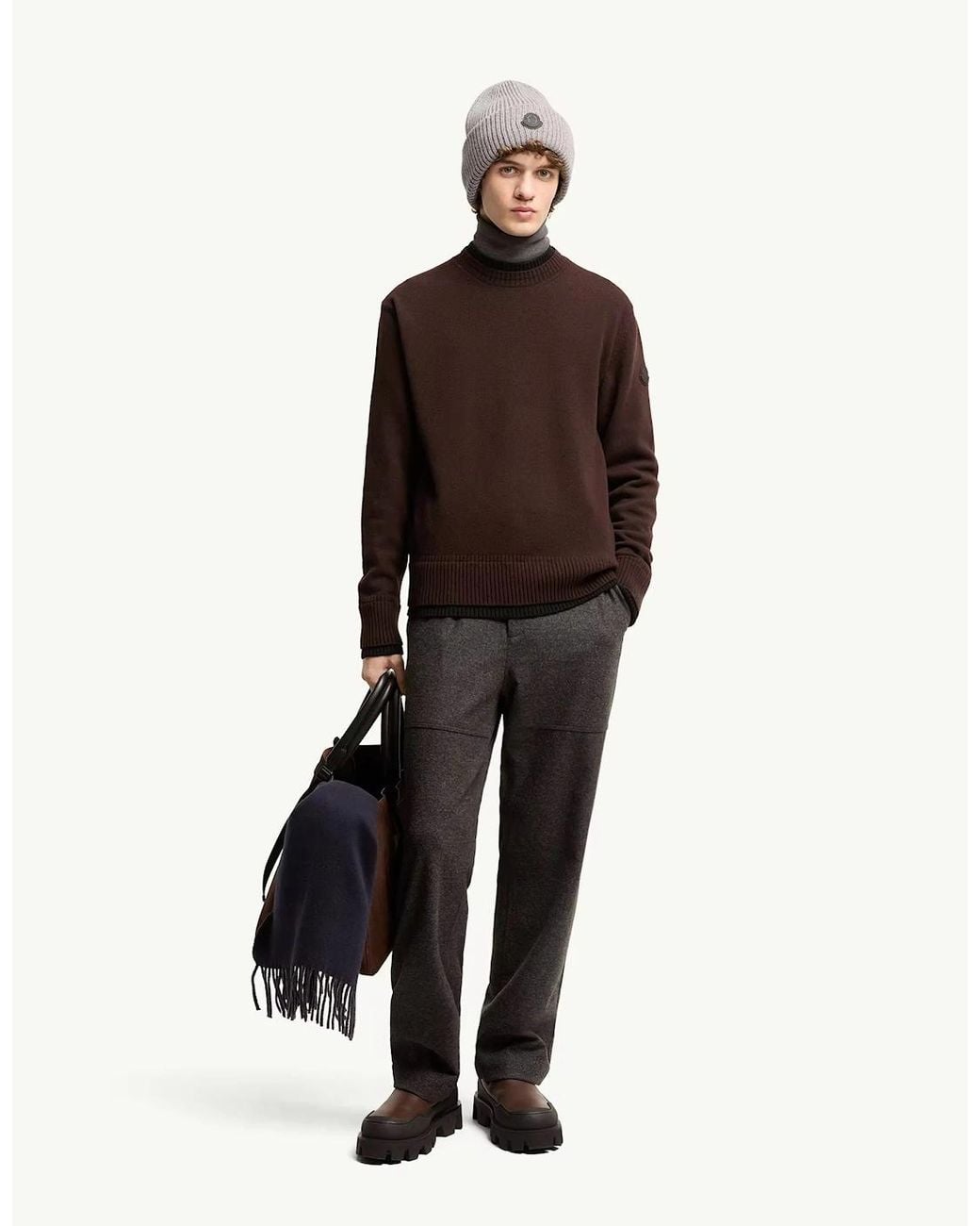 Moncler Brown Crewneck Sweater for men