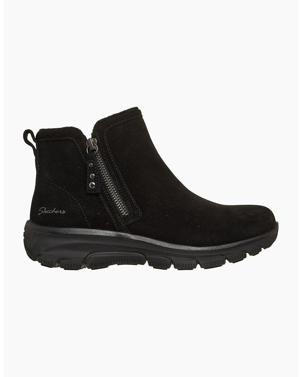 Skechers Black Easy Going Urban Zip Leather Boots