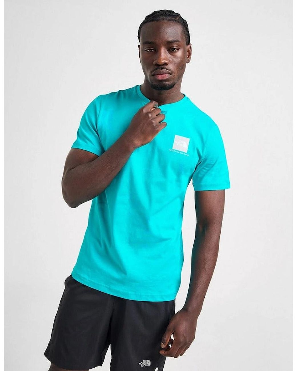 The North Face Blue Fine Box Logo T-Shirt for men