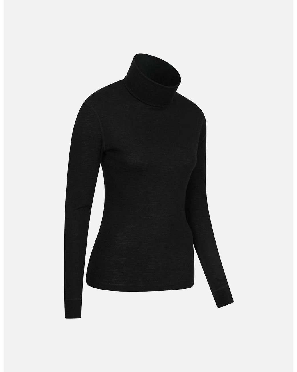Mountain Warehouse Black Ladies Merino Wool Roll Neck Base Layer Top