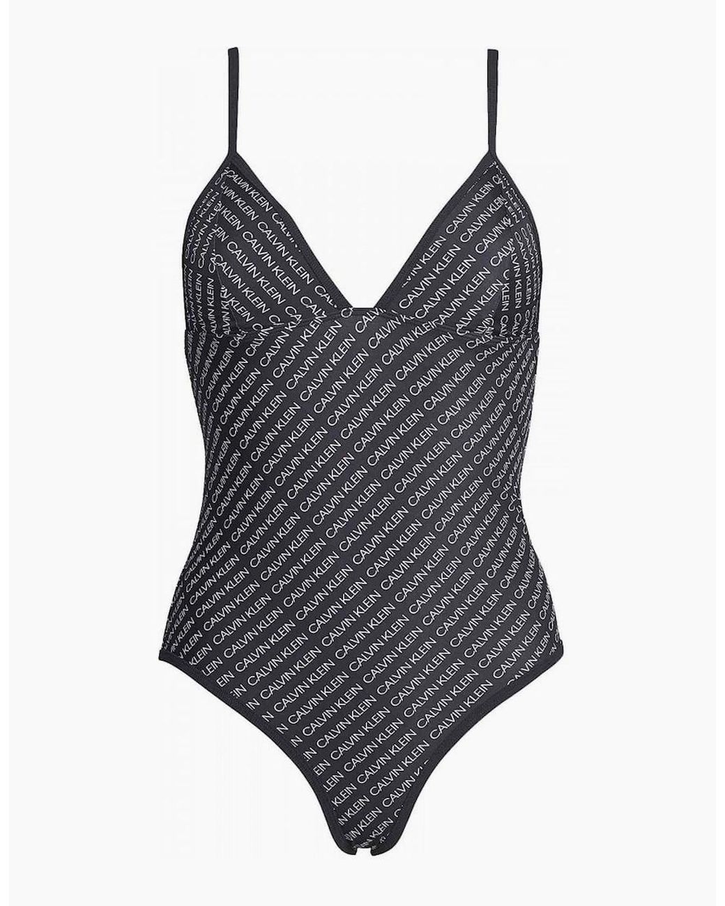 Calvin Klein Gray Triangle One Piece Swim Suit, Core Diagonal Logo