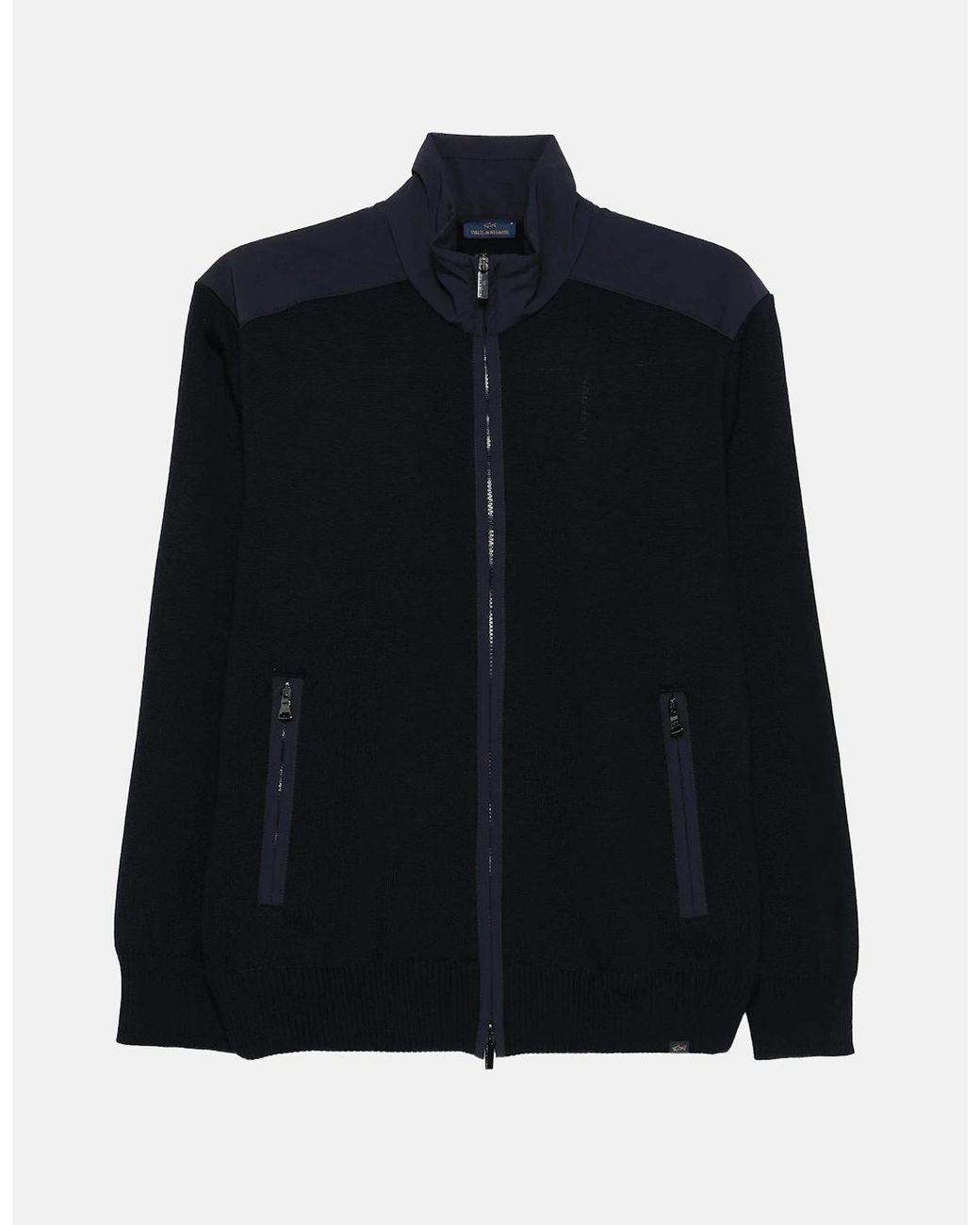 Paul & Shark Blue Technical Wool Full Zip Typhoon Sweater for men