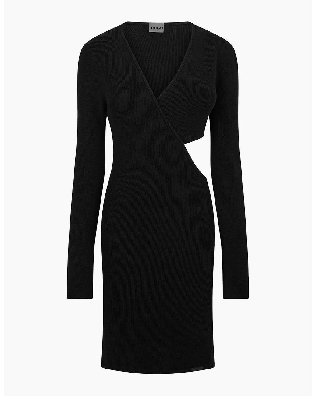 Boss Black V-Neck Long Sleeve Mini Bodycon Dress
