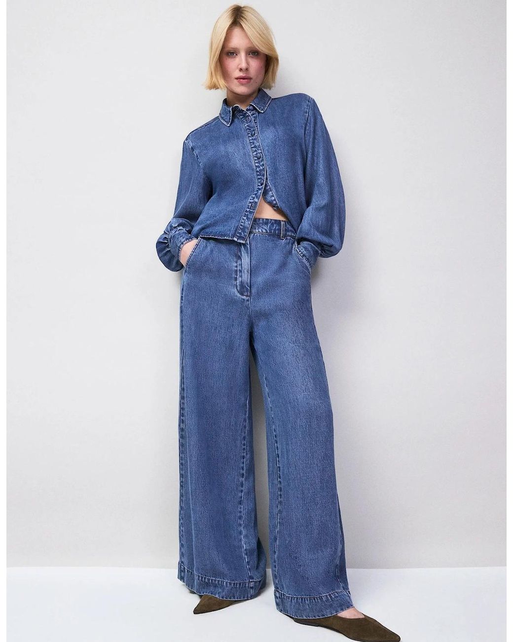 Ro&zo Blue Petite Lyocell Denim Tailored Jeans