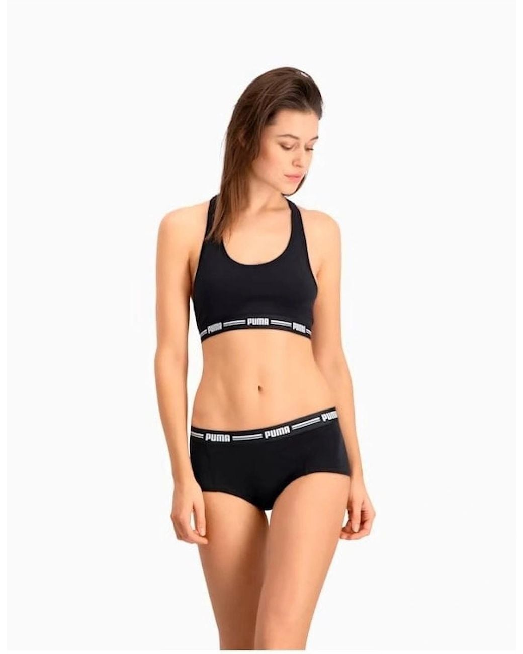 PUMA Black 2-Pack Striped Logo Mid-Rise Mini Shorts