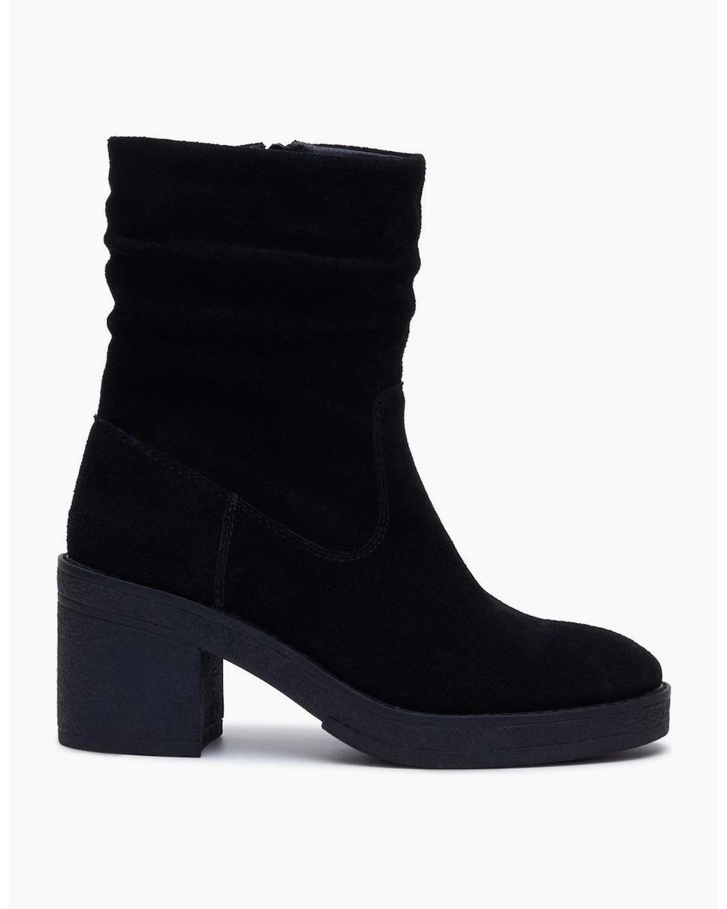 Hush Puppies Black Flora Ruched Boot Mid Calf Boots