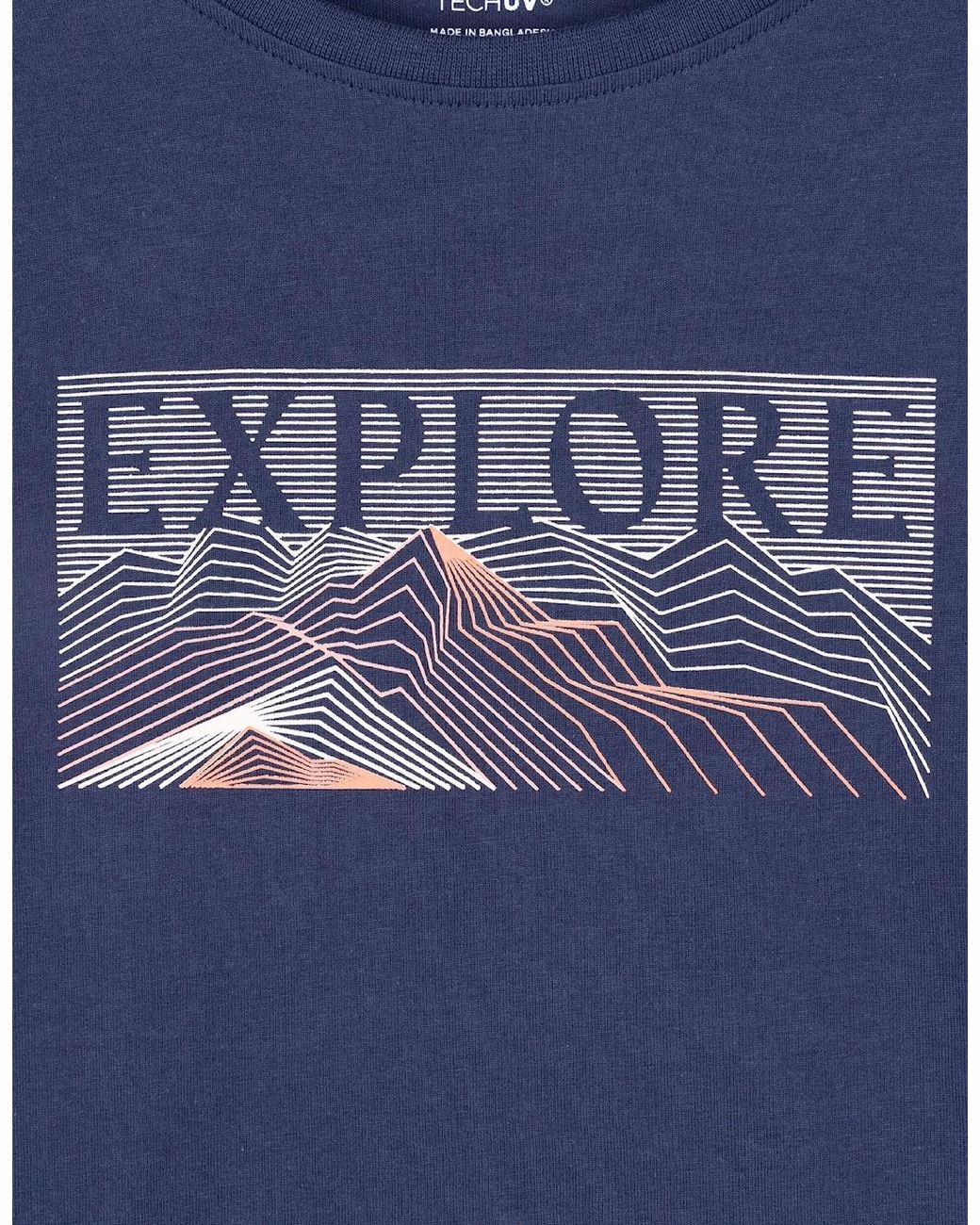 Mountain Warehouse Blue Explore Graphic Regular Short Sleeve Uv Protection T Shirt