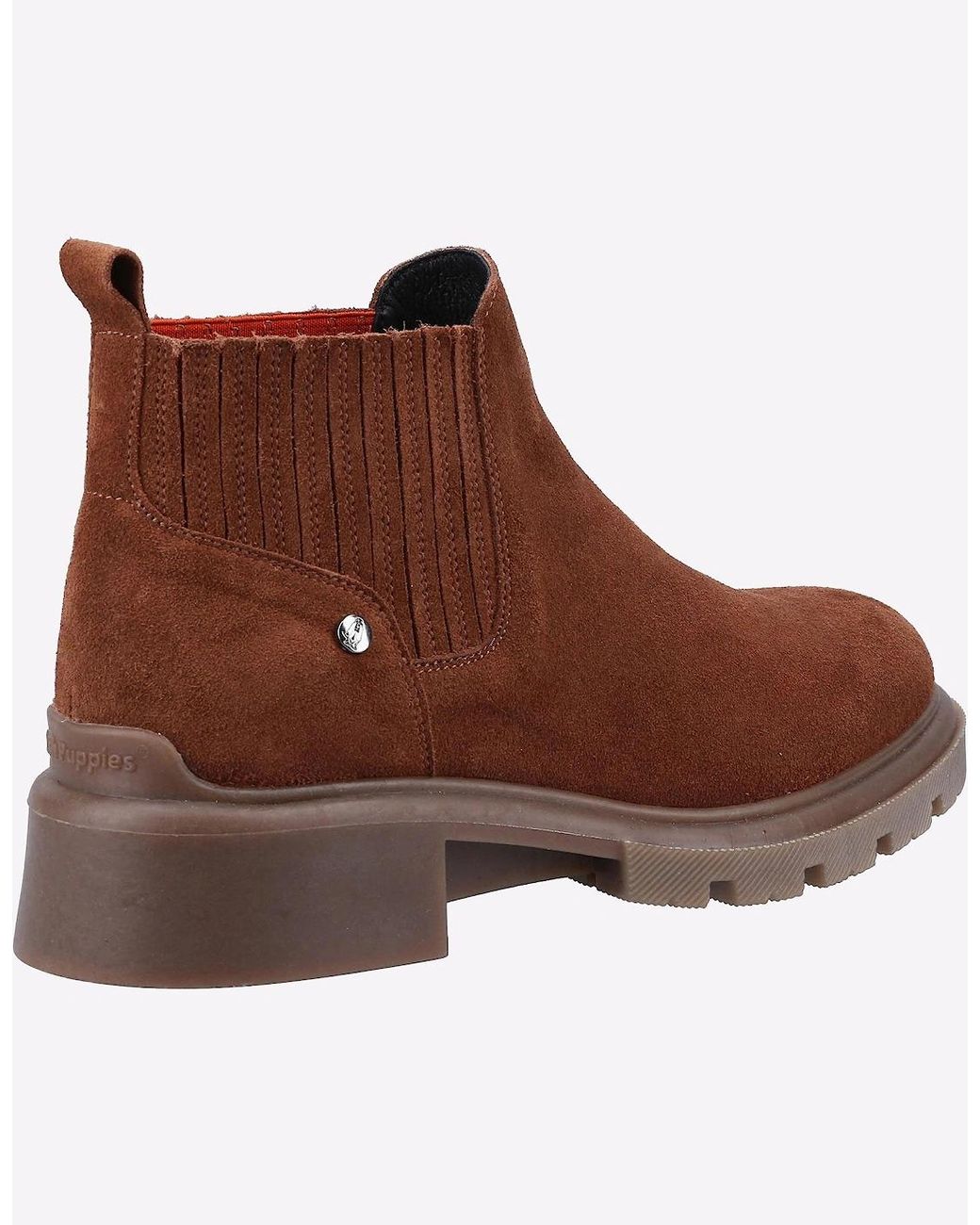 Hush Puppies Brown Rita Leather Boots Tan Suede