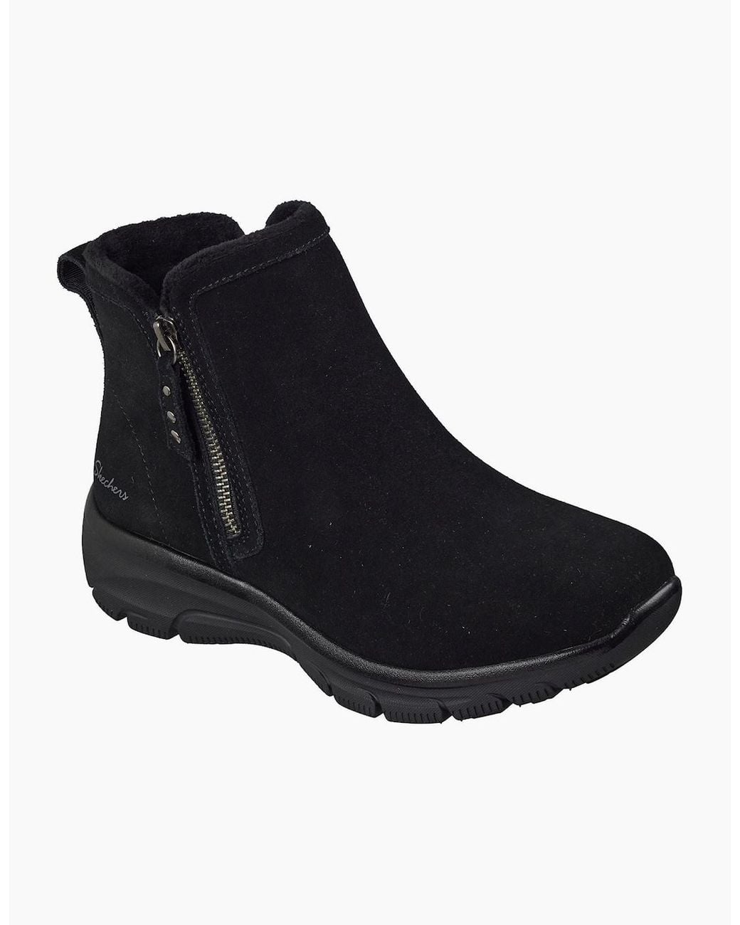 Skechers Black Easy Going Urban Zip Leather Boots
