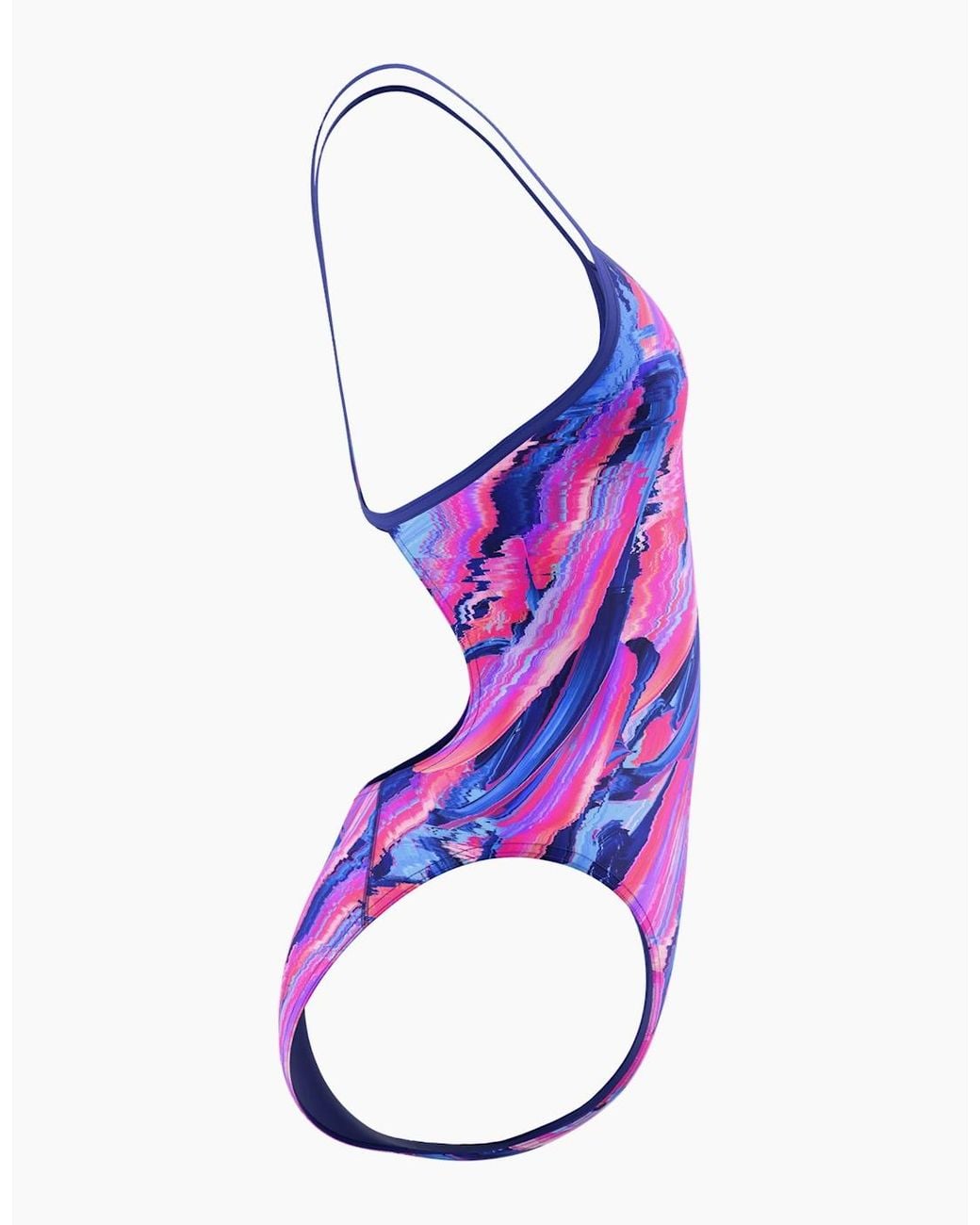 Speedo Purple Ladies Turnback Printed One Piece Swimsuit