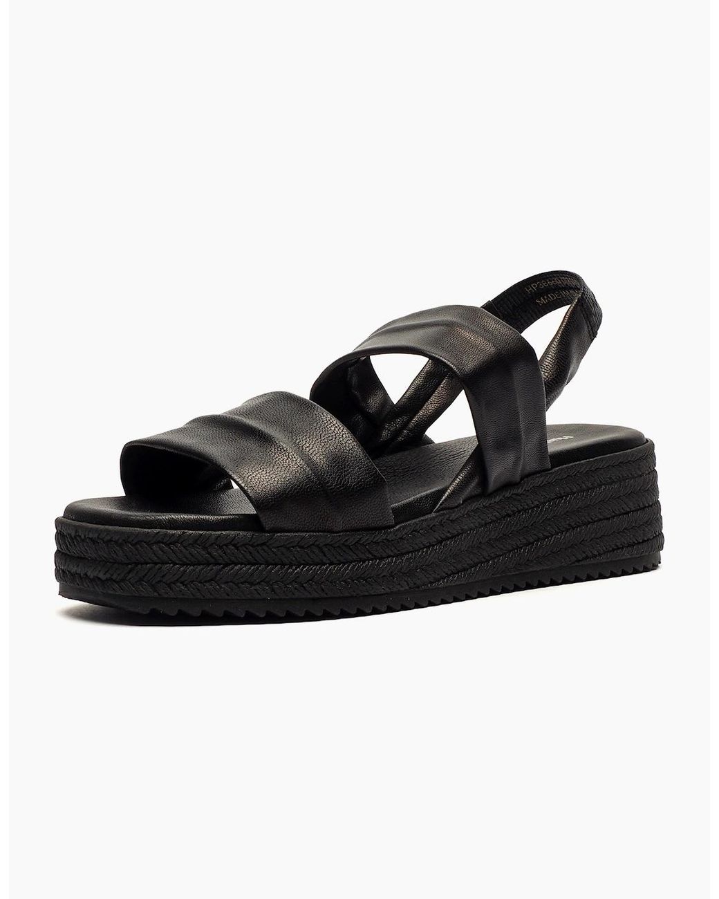 Hush Puppies Black Rachel Leather Wedge Sandals