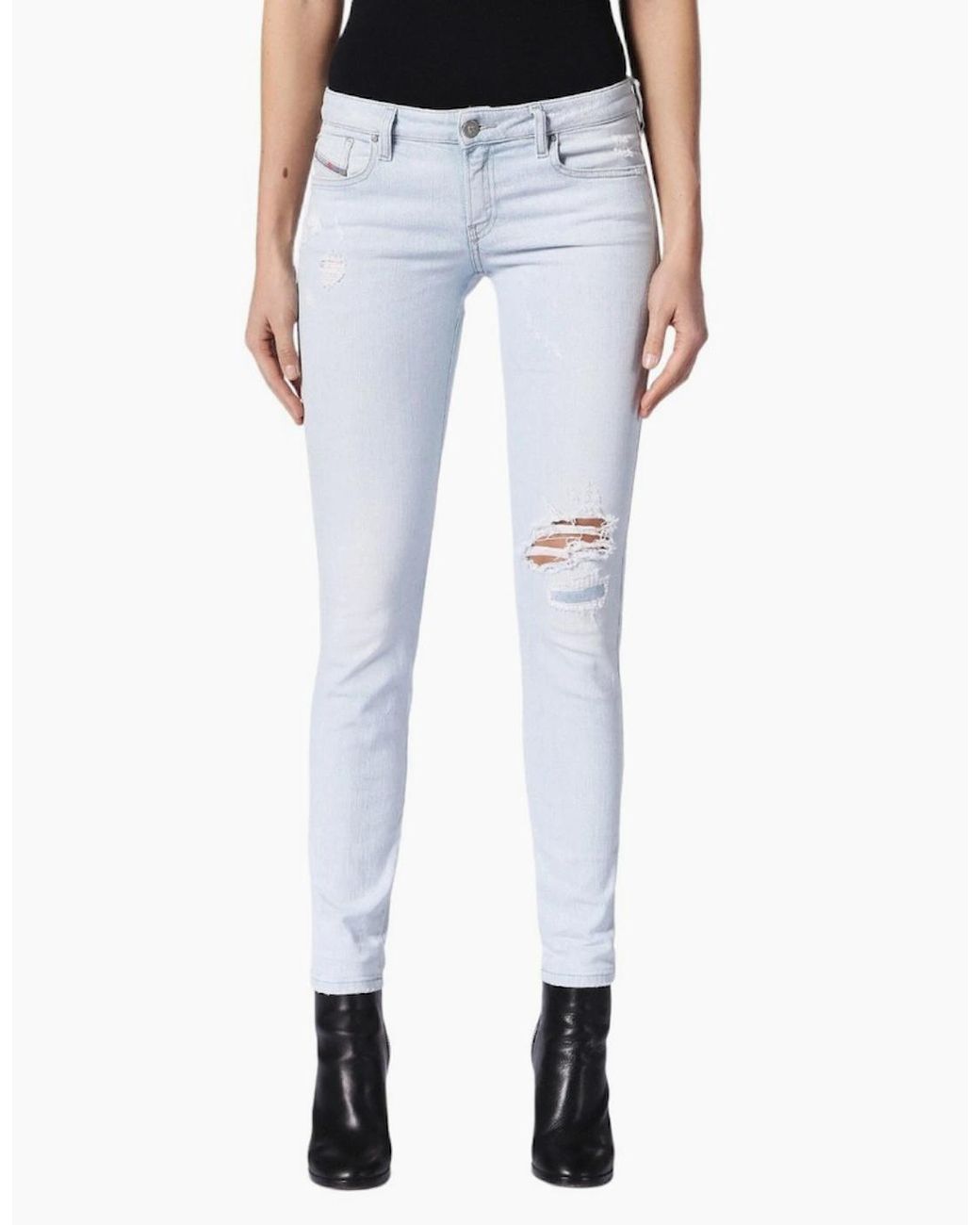 DIESEL Blue Gracey 0689L Jeans Super Slim Skinny Low Waist Fit Pants