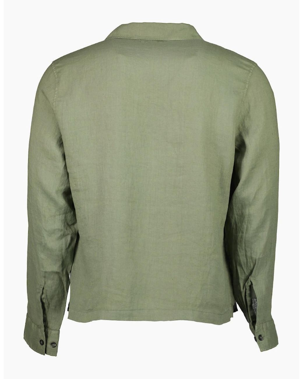 C P Company Green Long Sleeve Linen Overshirt for men