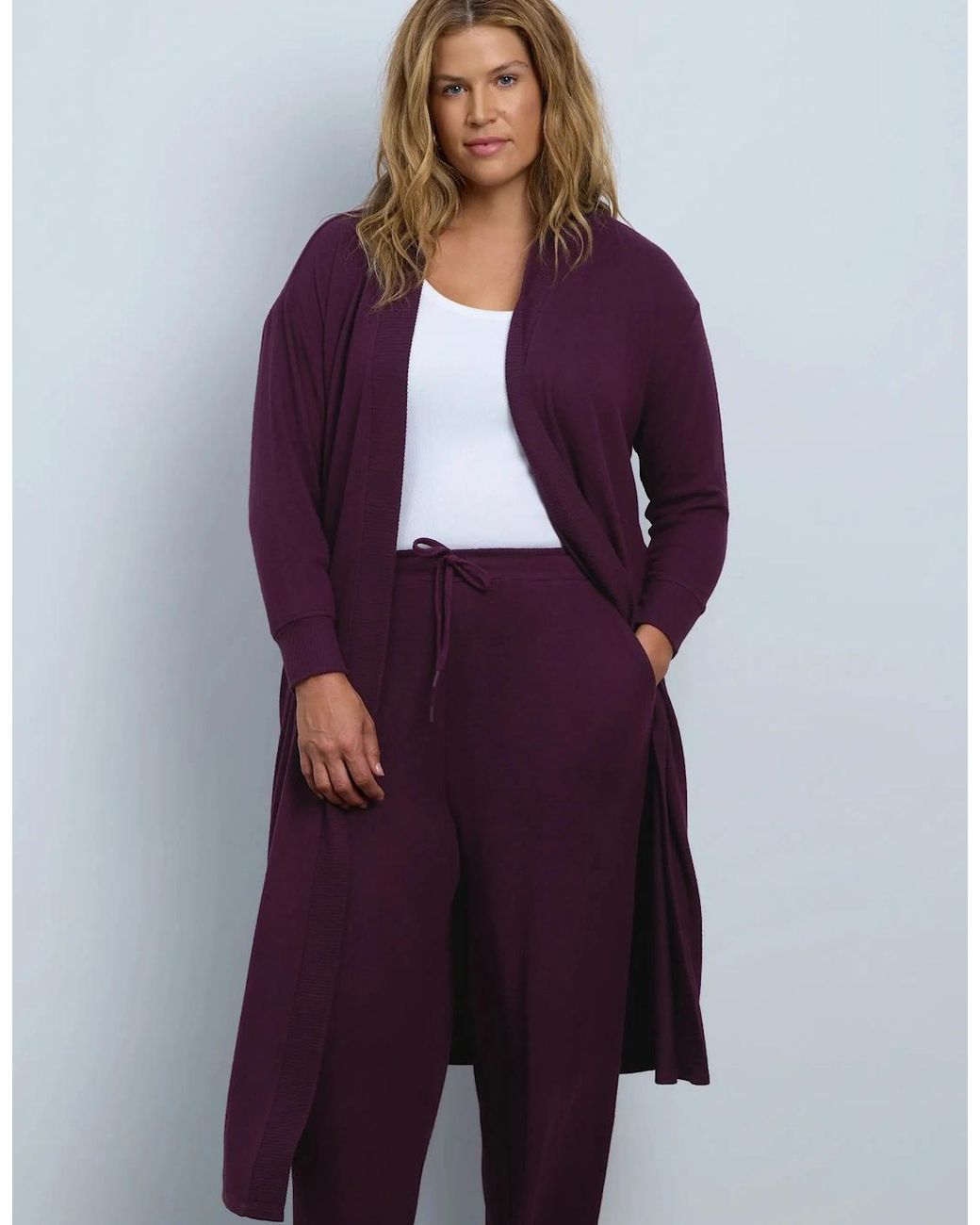 Live Unlimited London Purple Petite Plum Supersoft Cardigan