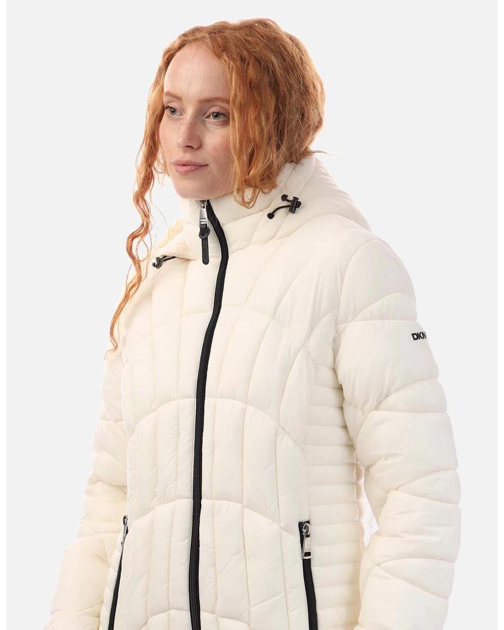 DKNY Natural Zip Front Packable Jacket