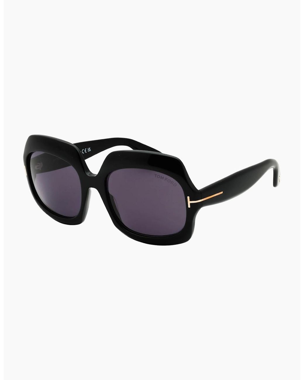 Tom Ford Blue Shiny Oversized Smoke Sunglasses