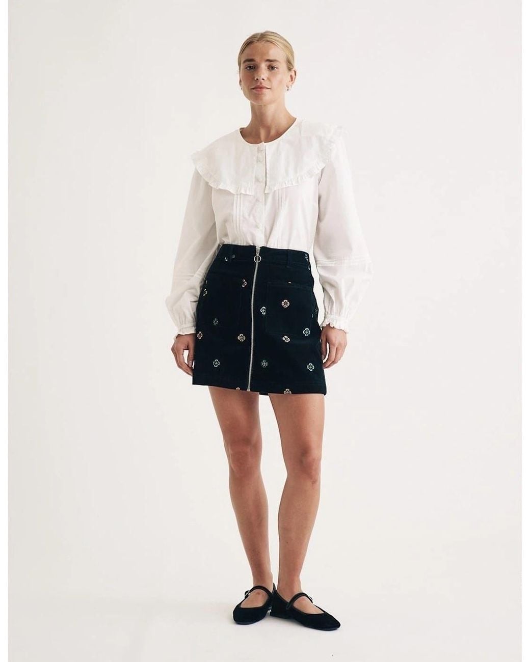 Nobody's Child Black Dalong Mini Floral Patterned A-Line Skirt
