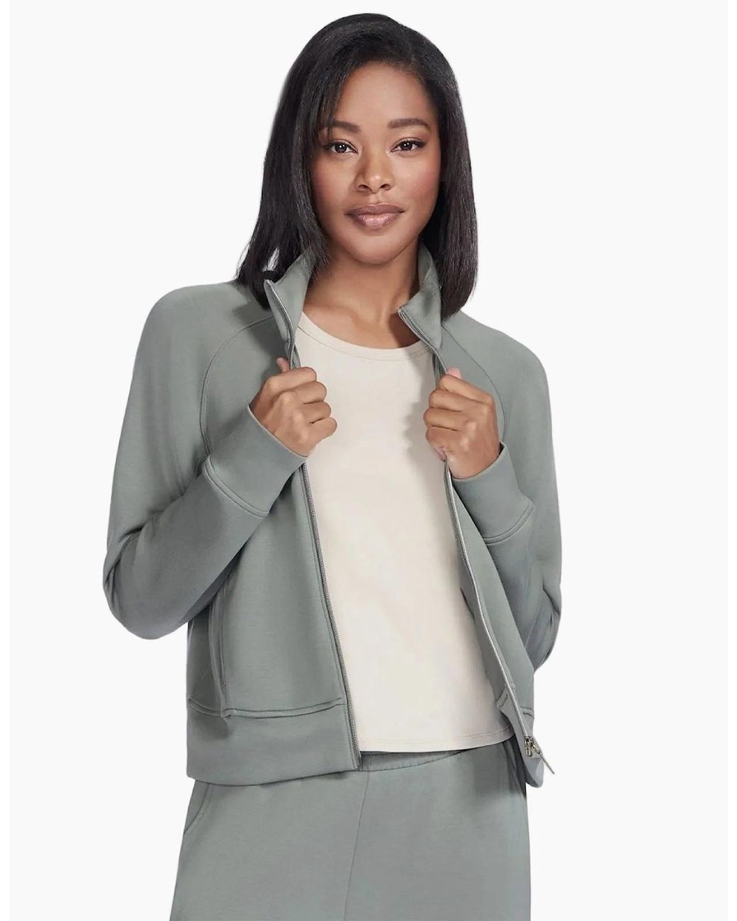 Skechers Gray Skechluxe Elevate Taupe Jacket
