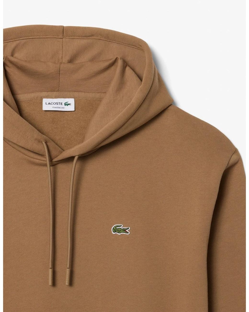Lacoste Brown Fleece Classic Fit Hoodie for men