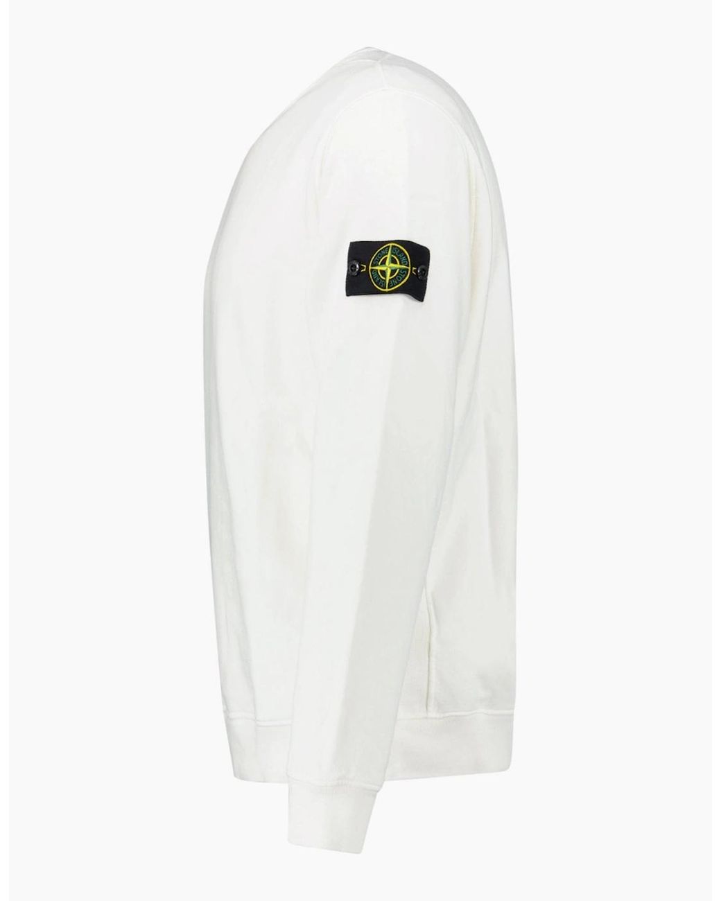 Stone Island White Brushed Organic Cotton Sweatshirt Ivory for men