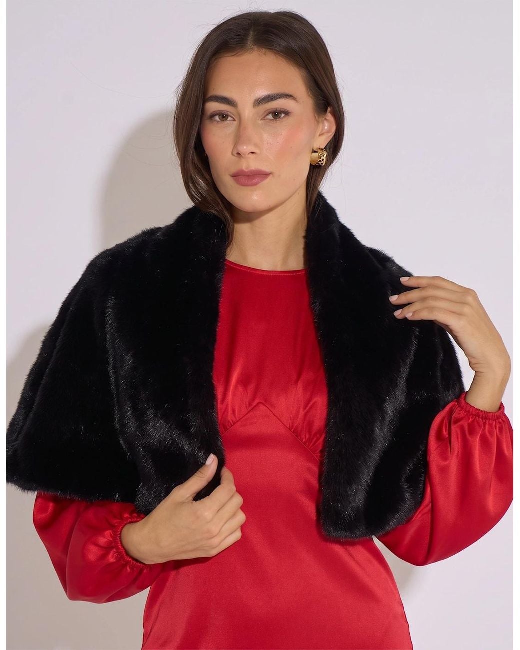 Gini London Brown Faux Fur Stole